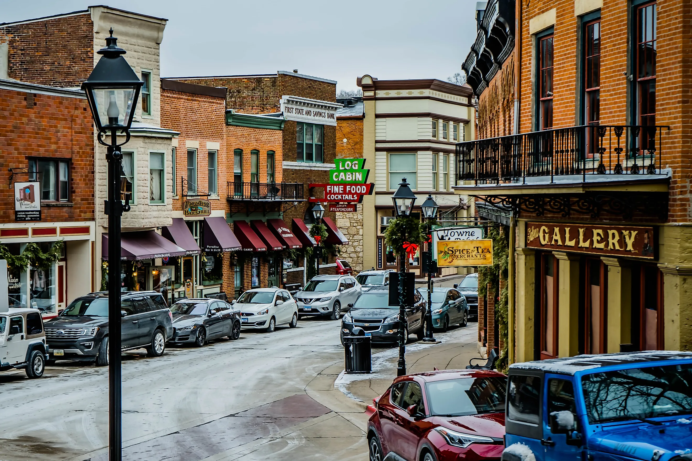 Downtown of Galena Illinois , with Christmas decoration, via StelsONe / Shutterstock.com