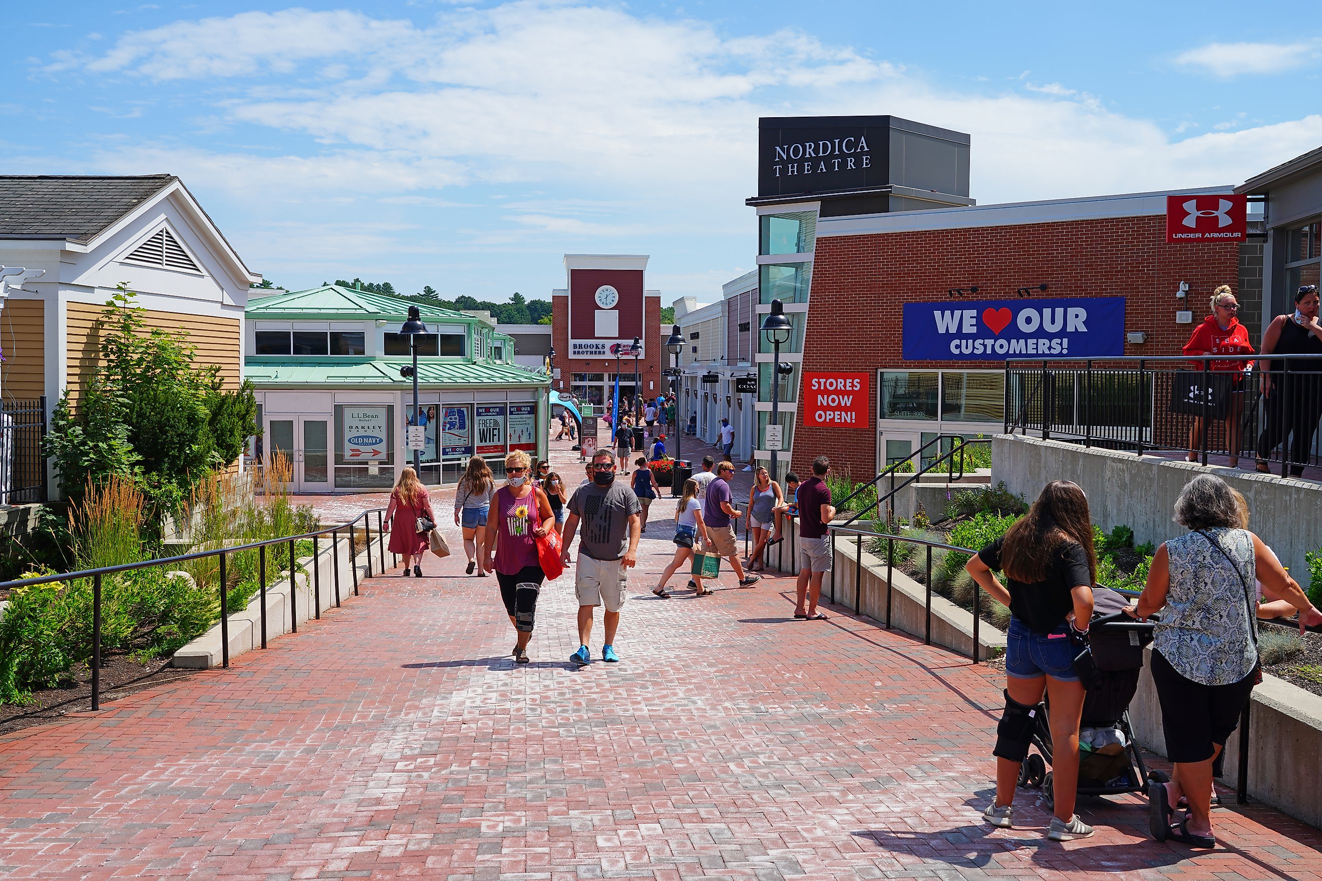The vibrant downtown area of Freeport, Maine. Image credit EQRoy via Shutterstock