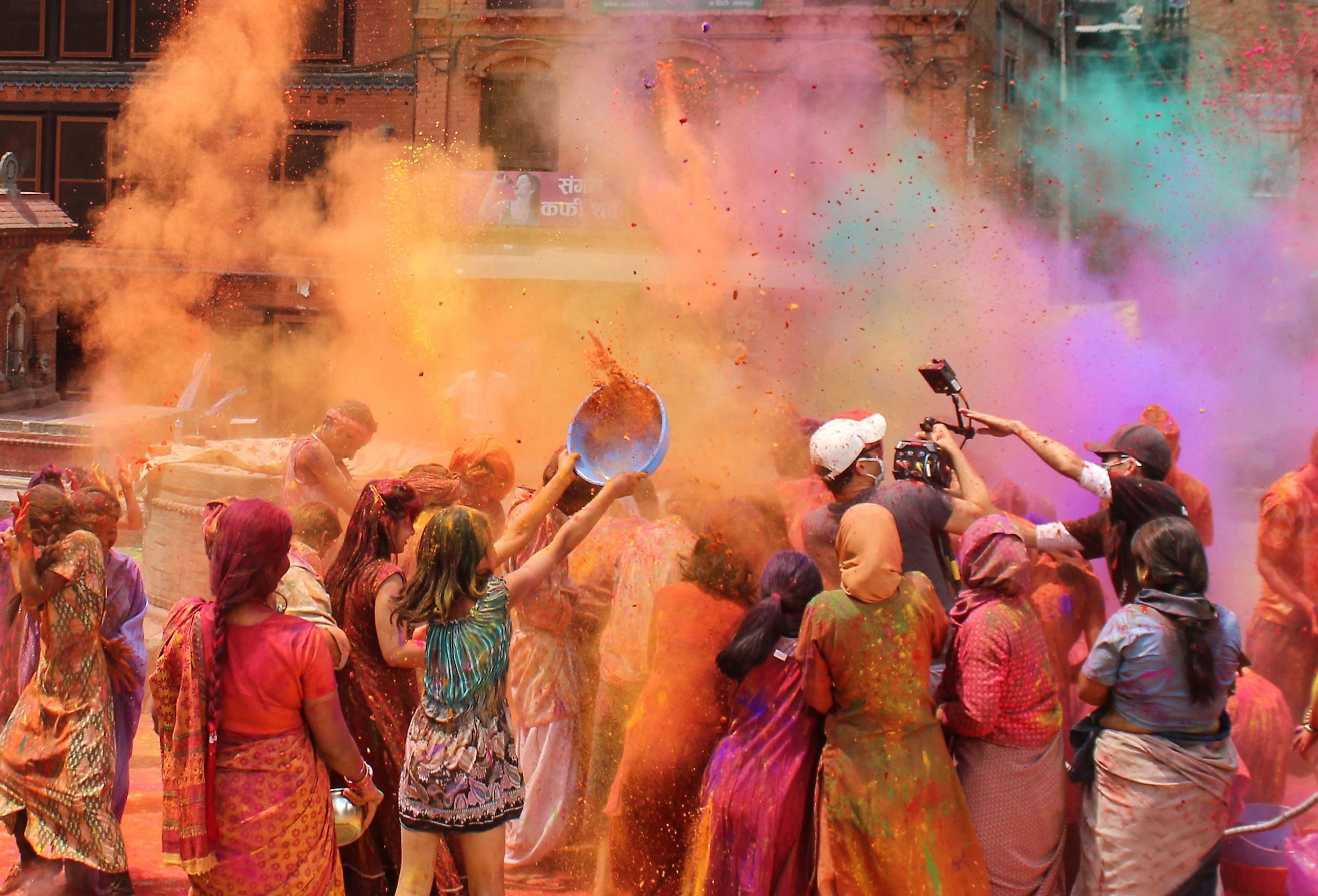 Stunning colors at the Holi festival in Nepal. Image credit Kristin F. Ruhs via Shutterstock