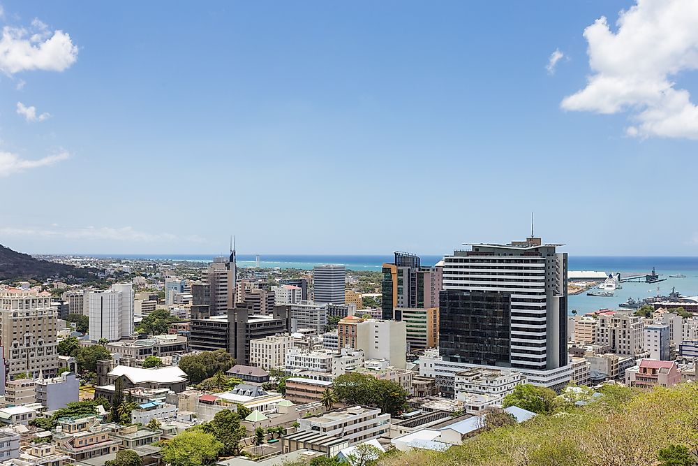 Port Louis, Mauritius. Mauritius has a higher population density than any other country in Africa.