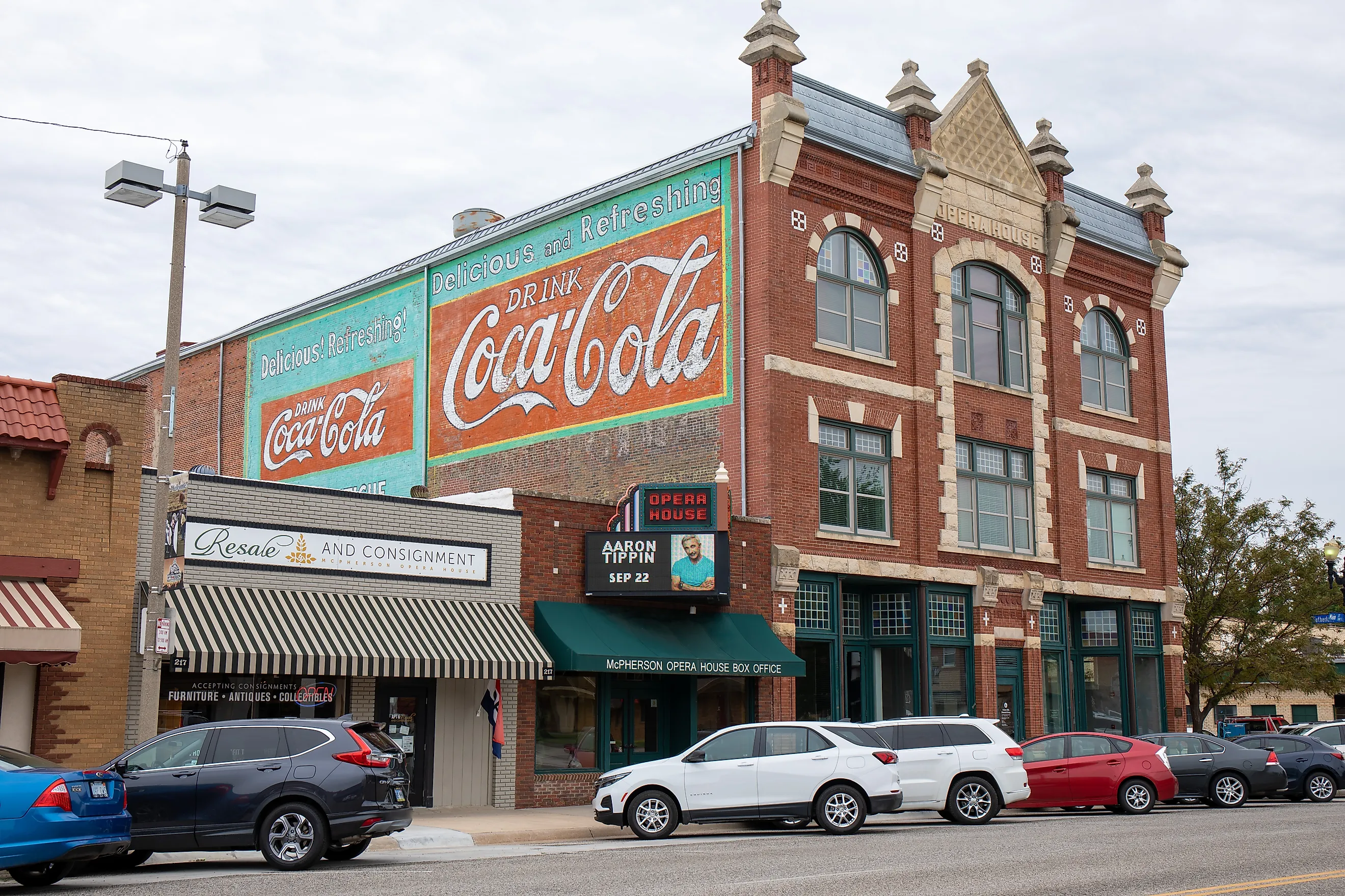  Exterior of a historic opera house with beautiful brickwork in McPherson, Kansas. Image credit: Rexjaymes / Shutterstock.com.