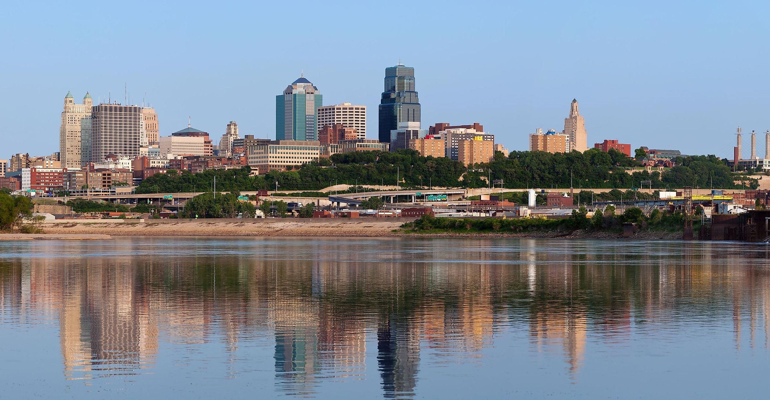 Kansas City skyline panorama. Panoramic image of the Kansas City downtown district