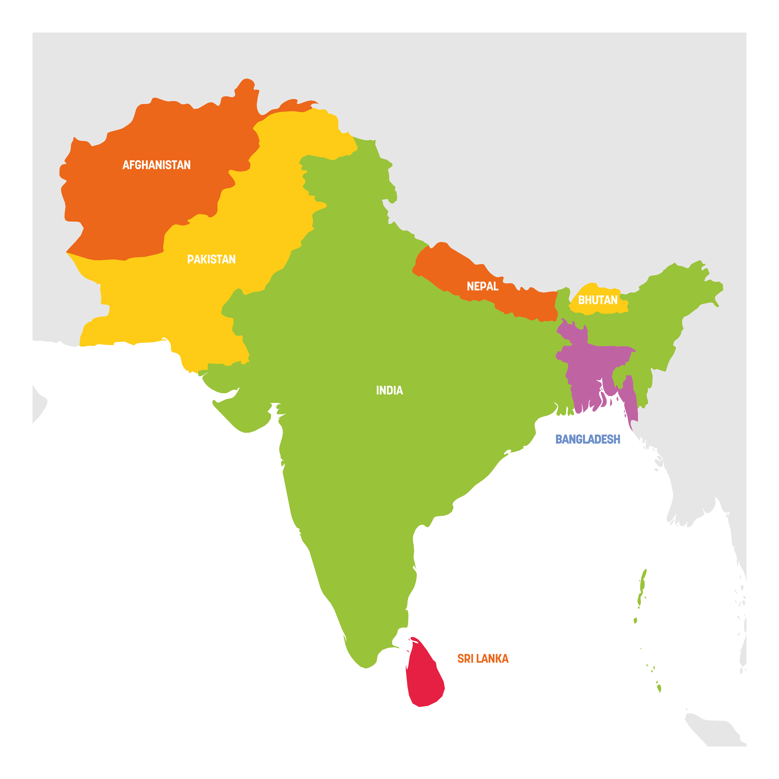 Map of the Indian subcontinent.