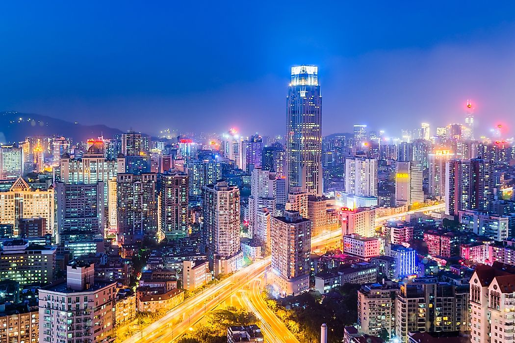 Guangzhou, China. Guangzhou has the ninth largest collection of buildings in the world.