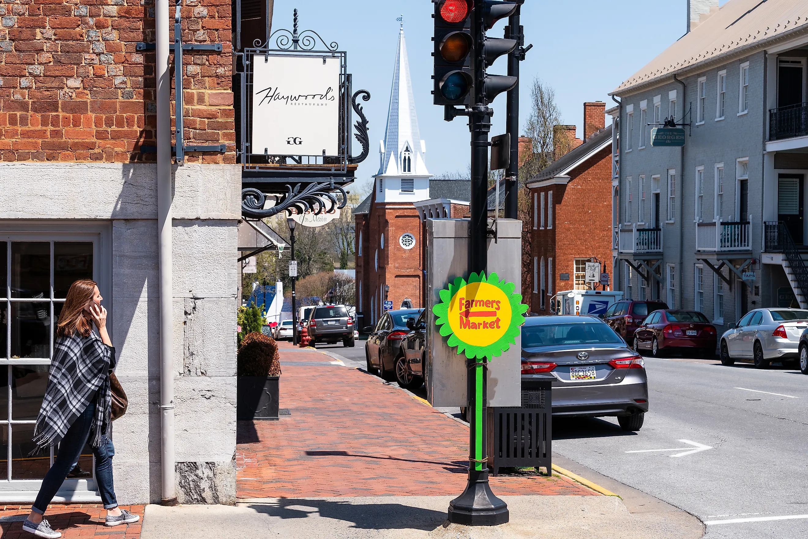 A woman strolling through downtown Lexington, Virginia. Editorial credit: Andriy Blokhin / Shutterstock.com.