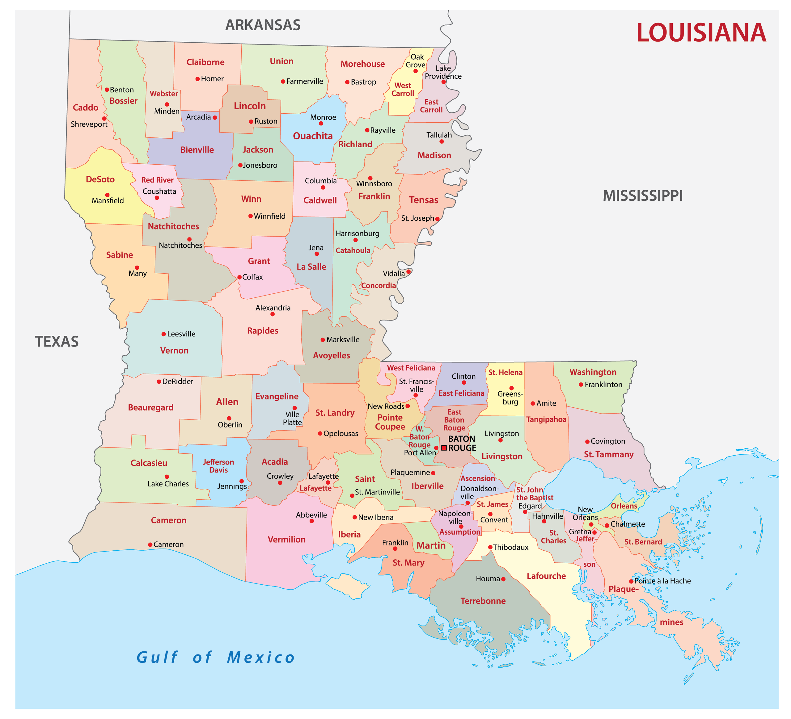 Louisiana Map - Guide of the World