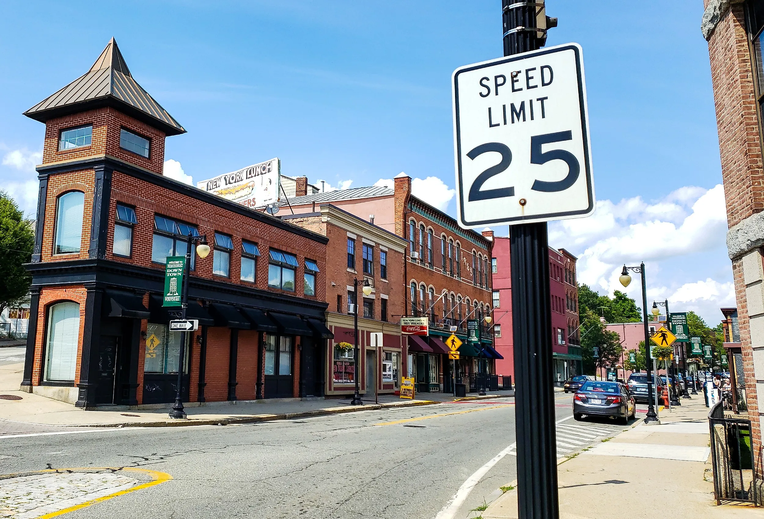 Downtown street in Woonsocket, Rhode Island. Image credit Ramon Malave Photography via Shutterstock