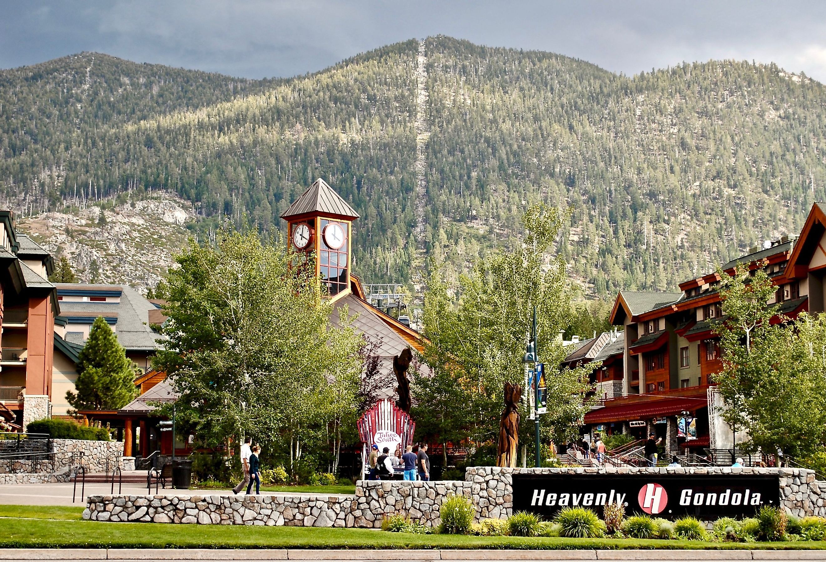 South Lake Tahoe, California, at the base of the Heavenly Mountain Resort Gondola, shops and restaurant. Image credit EWY Media via stock.adobe.com