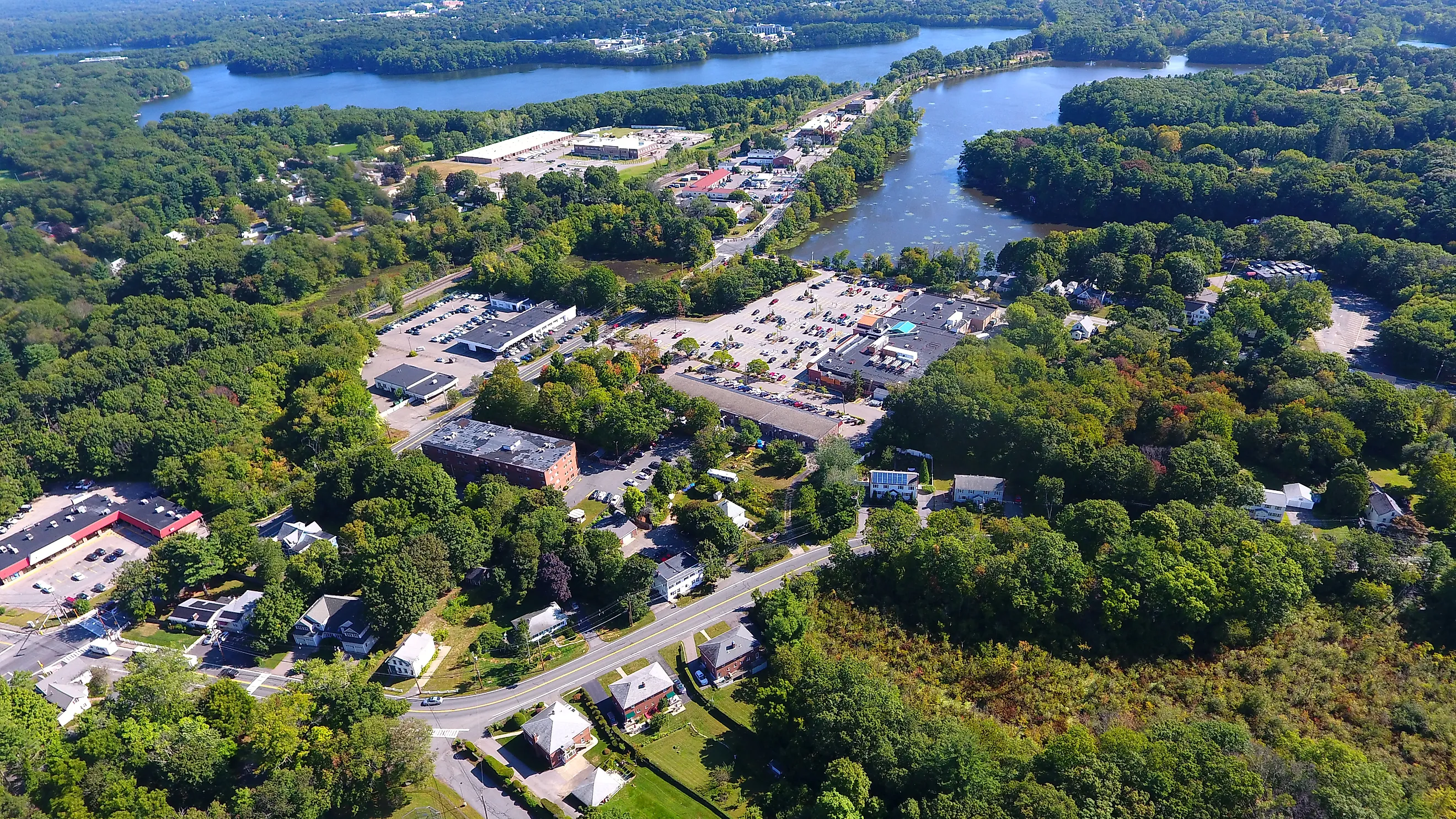Aerial view of Natick, Massachusetts.