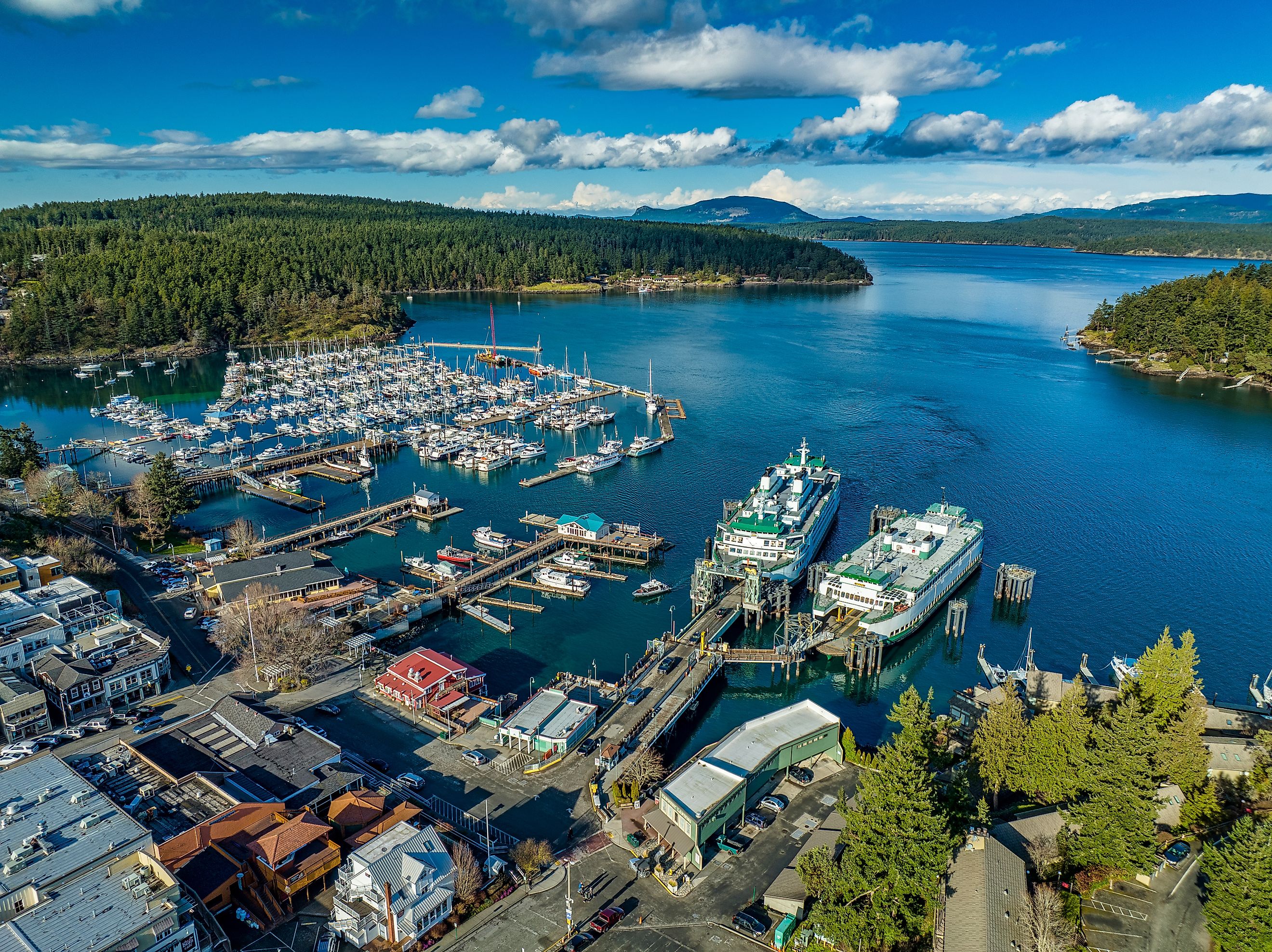 Aerial view of Friday Harbor, Washington.