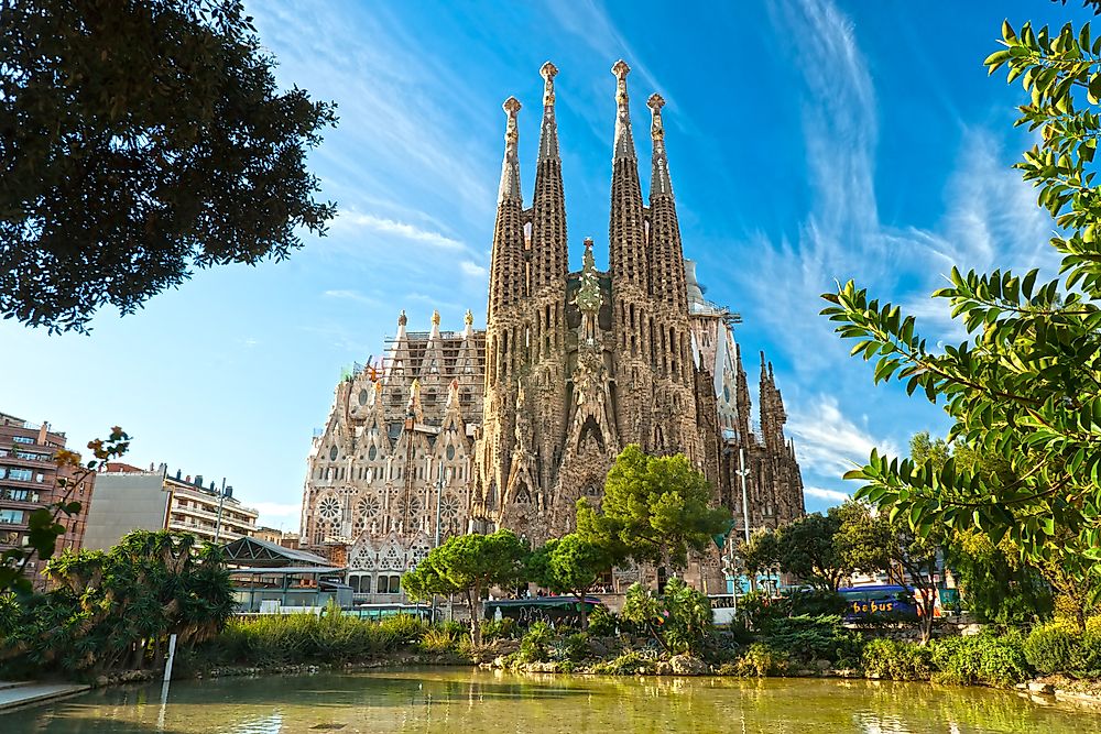 Barcelona's Sagrada Familia Basilica and Cathedral, one of Spain's most iconic Roman Catholic churches. Editorial credit: Luciano Mortula - LGM / Shutterstock.com.