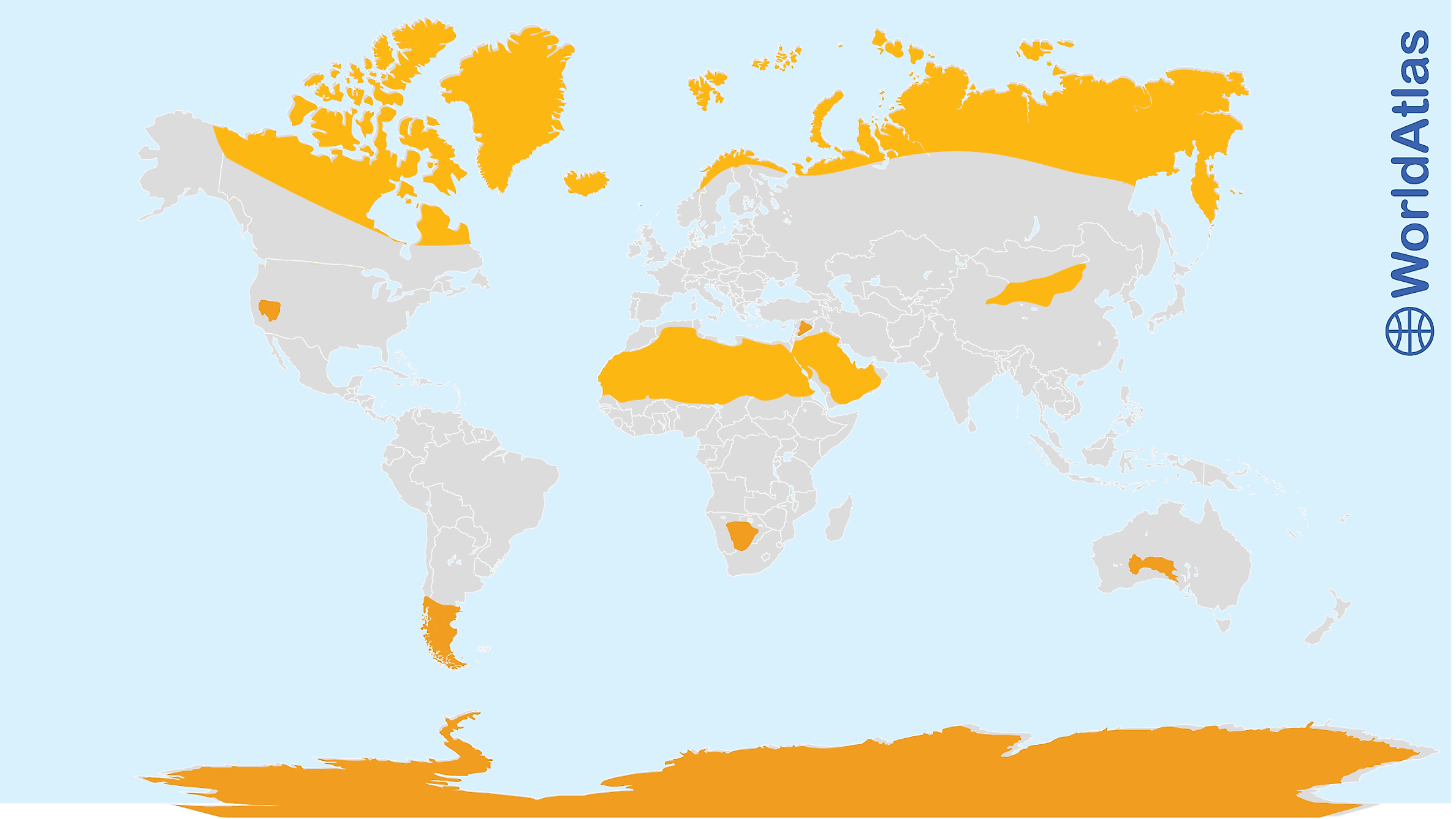 World Map Showing Deserts