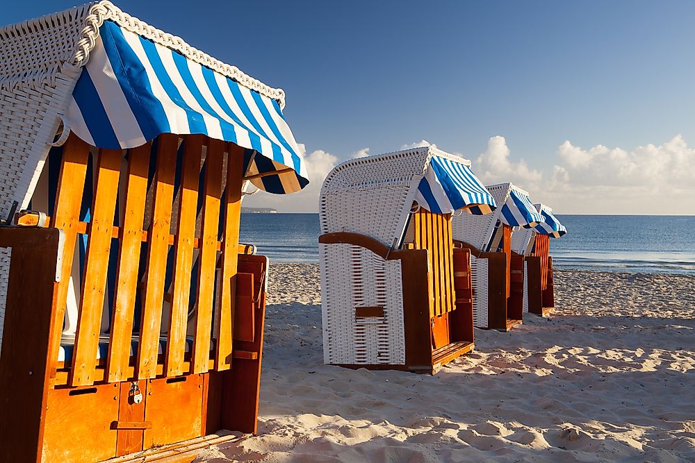 Beach chairs on the island of Rügen in northern Germany.