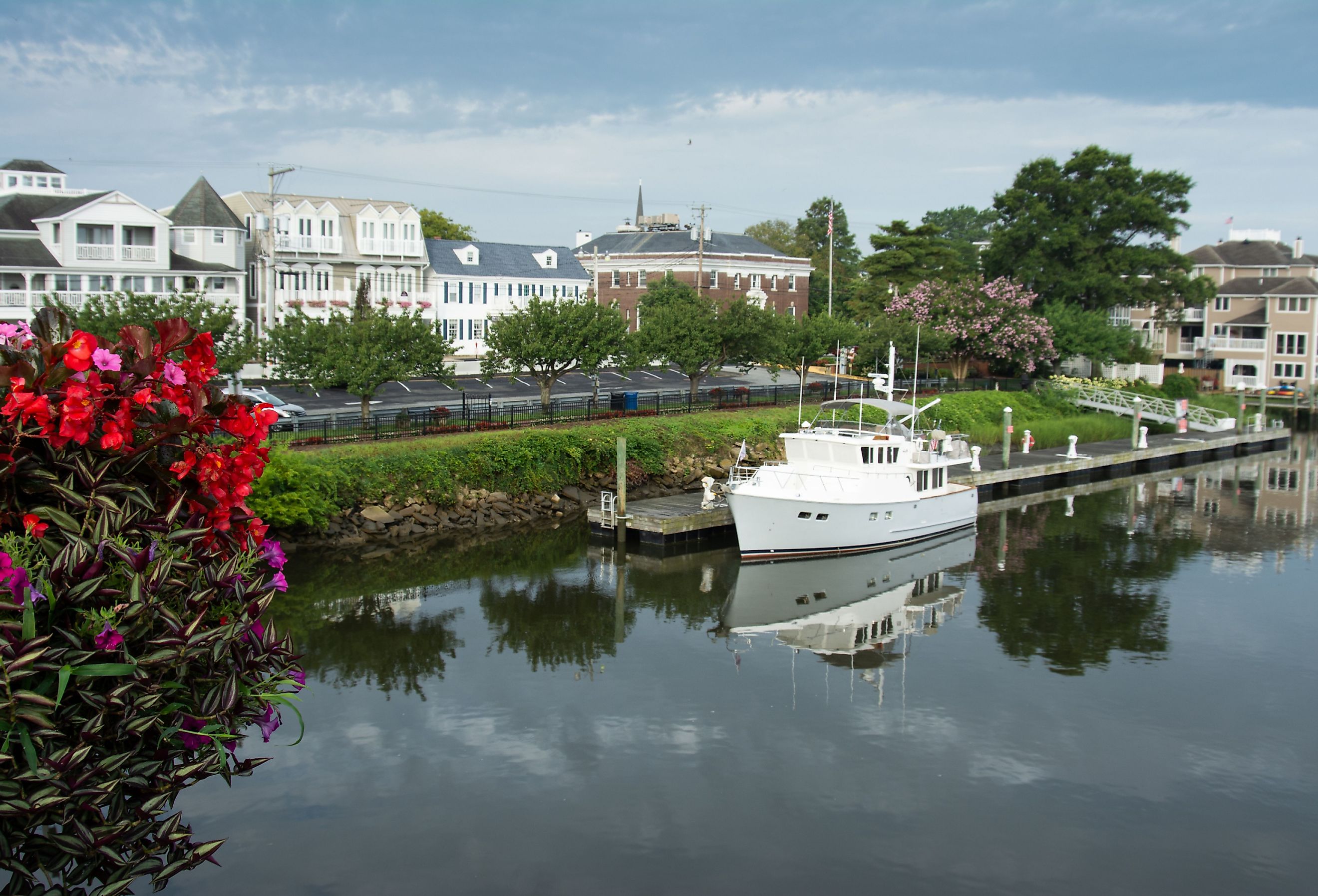 Downtown Lewes, Delaware from bridge with canal.