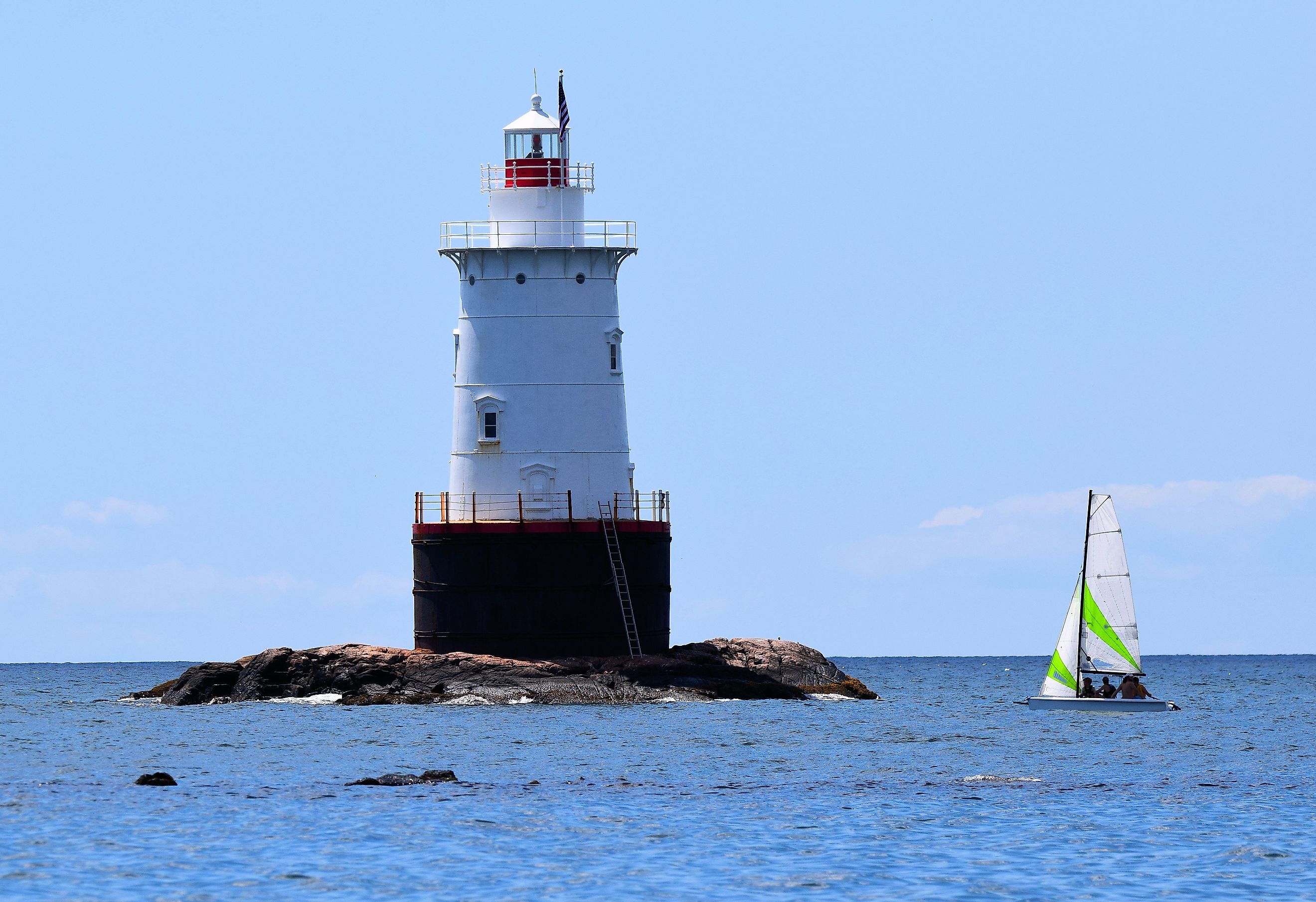 Sakonnet Lighthouse and Harbor, Little Compton, Rhode Island.