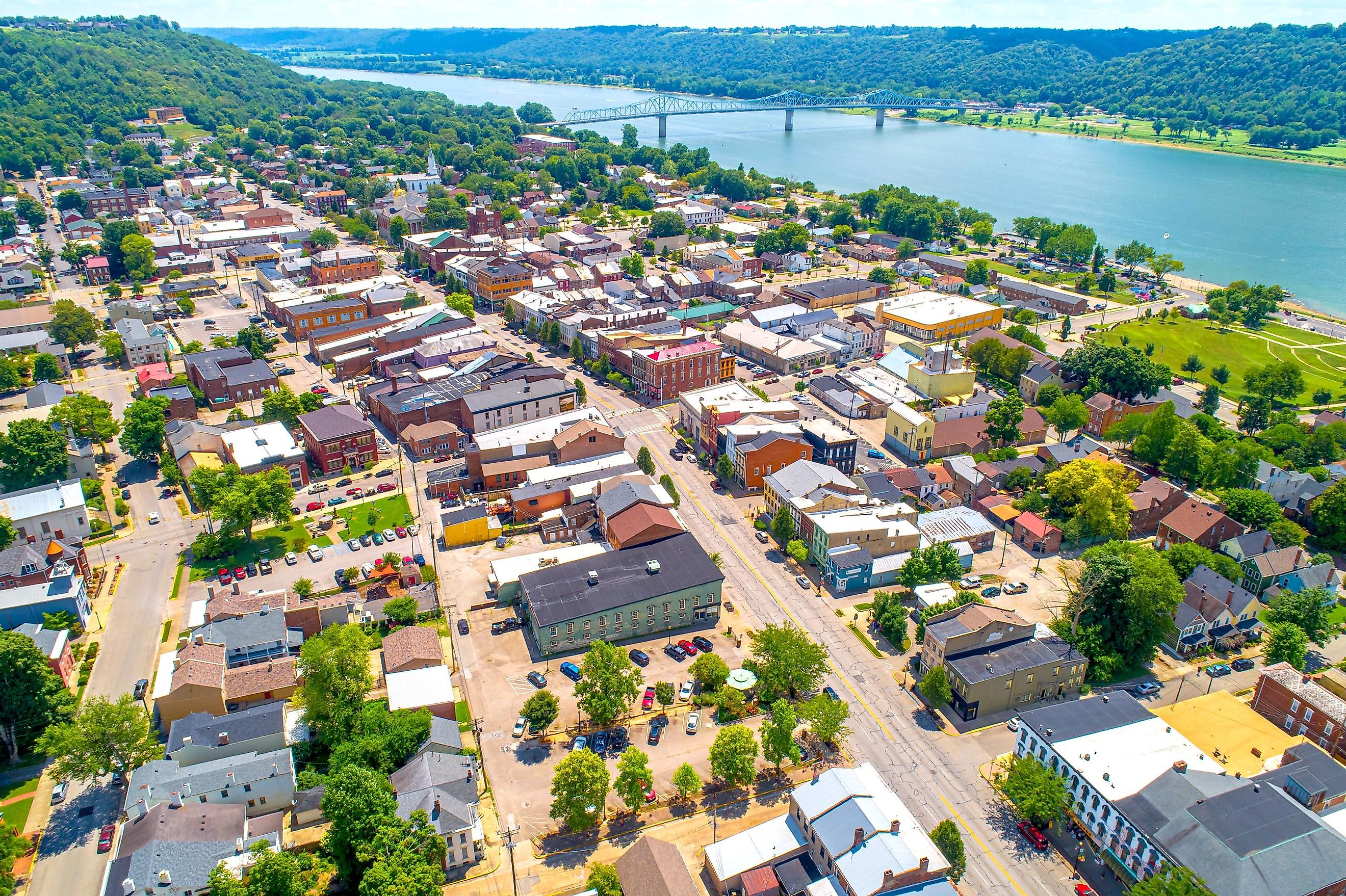 Aerial view of Madison, Indiana.