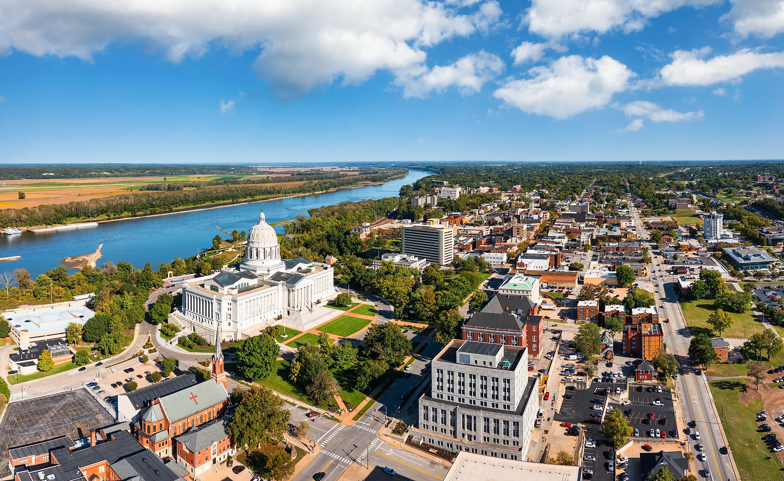Aerial view of Jefferson City, Missouri. 