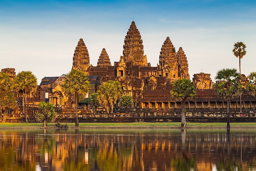 The Angkor Wat Temple (pictured) is featured on the flag of Cambodia.