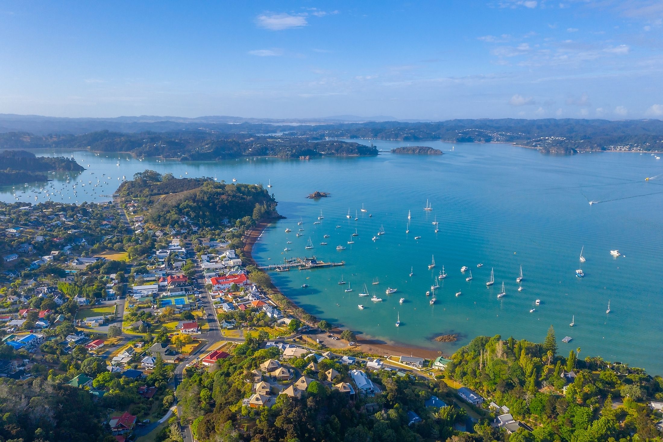 Aerial view of Russell in New Zealand.
