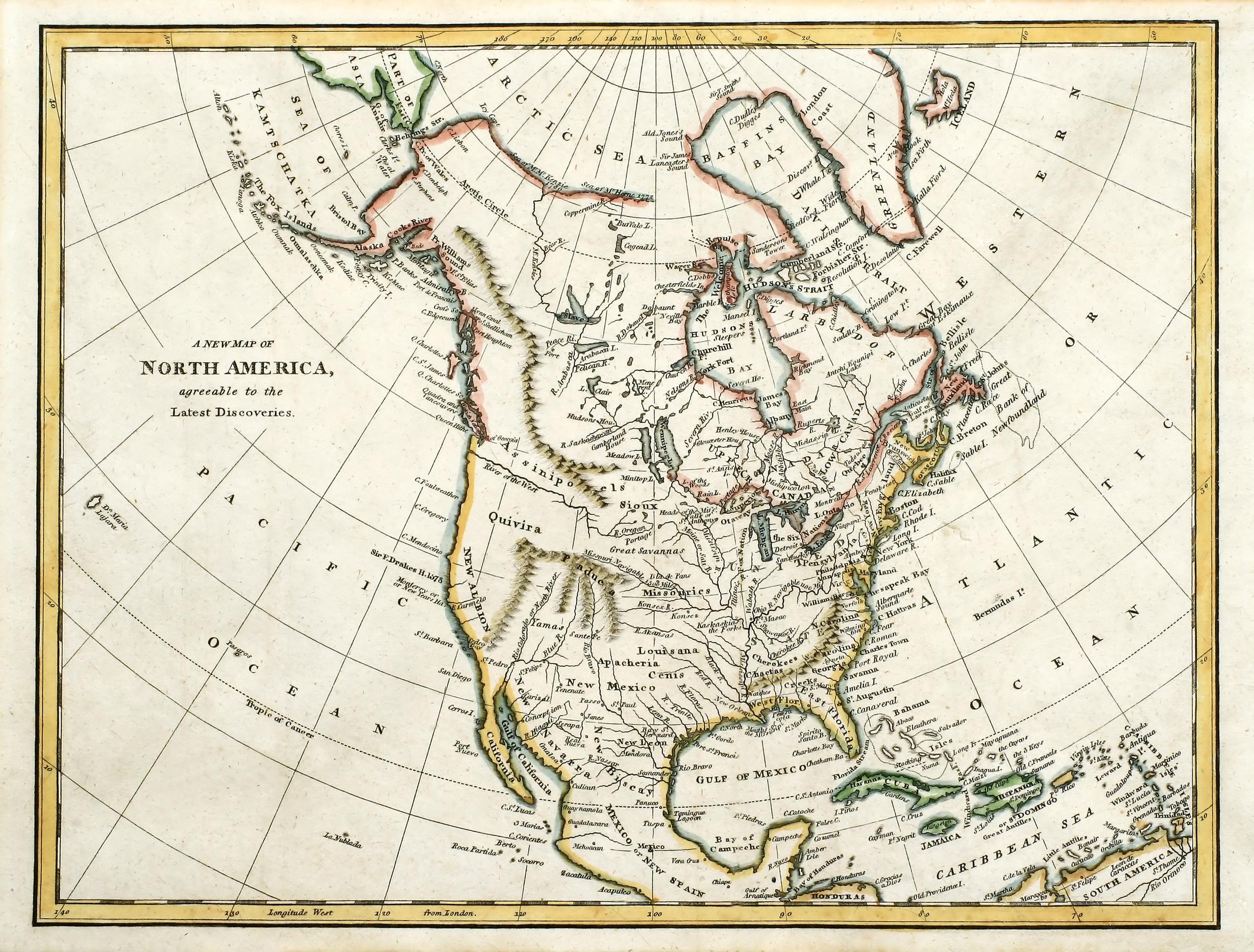 Map of North America from 1791.