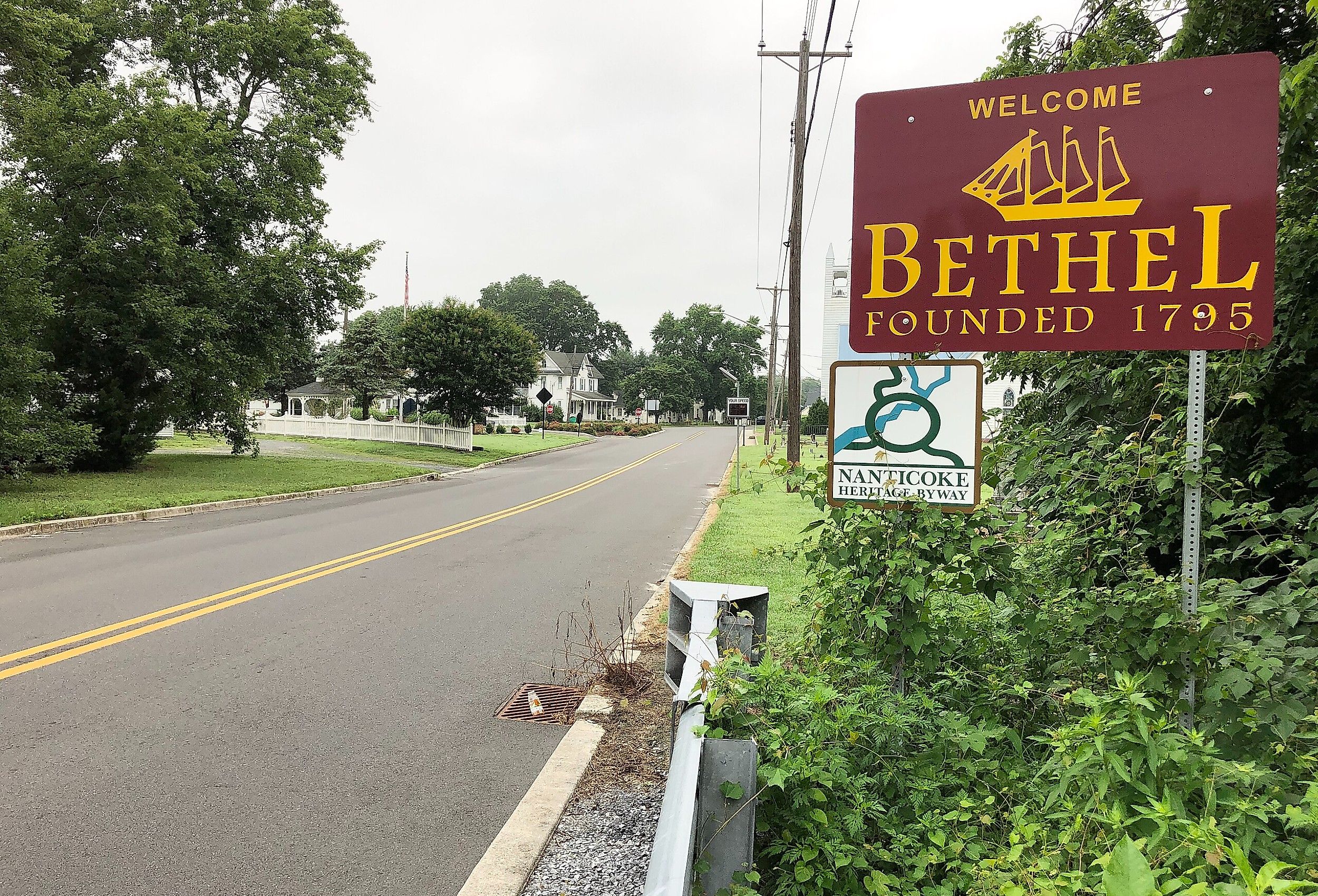 Shell Bridge Road and sign in Bethel, Delaware. Image credit Famartin, CC BY-SA 4.0 <https://creativecommons.org/licenses/by-sa/4.0>, via Wikimedia Commons
