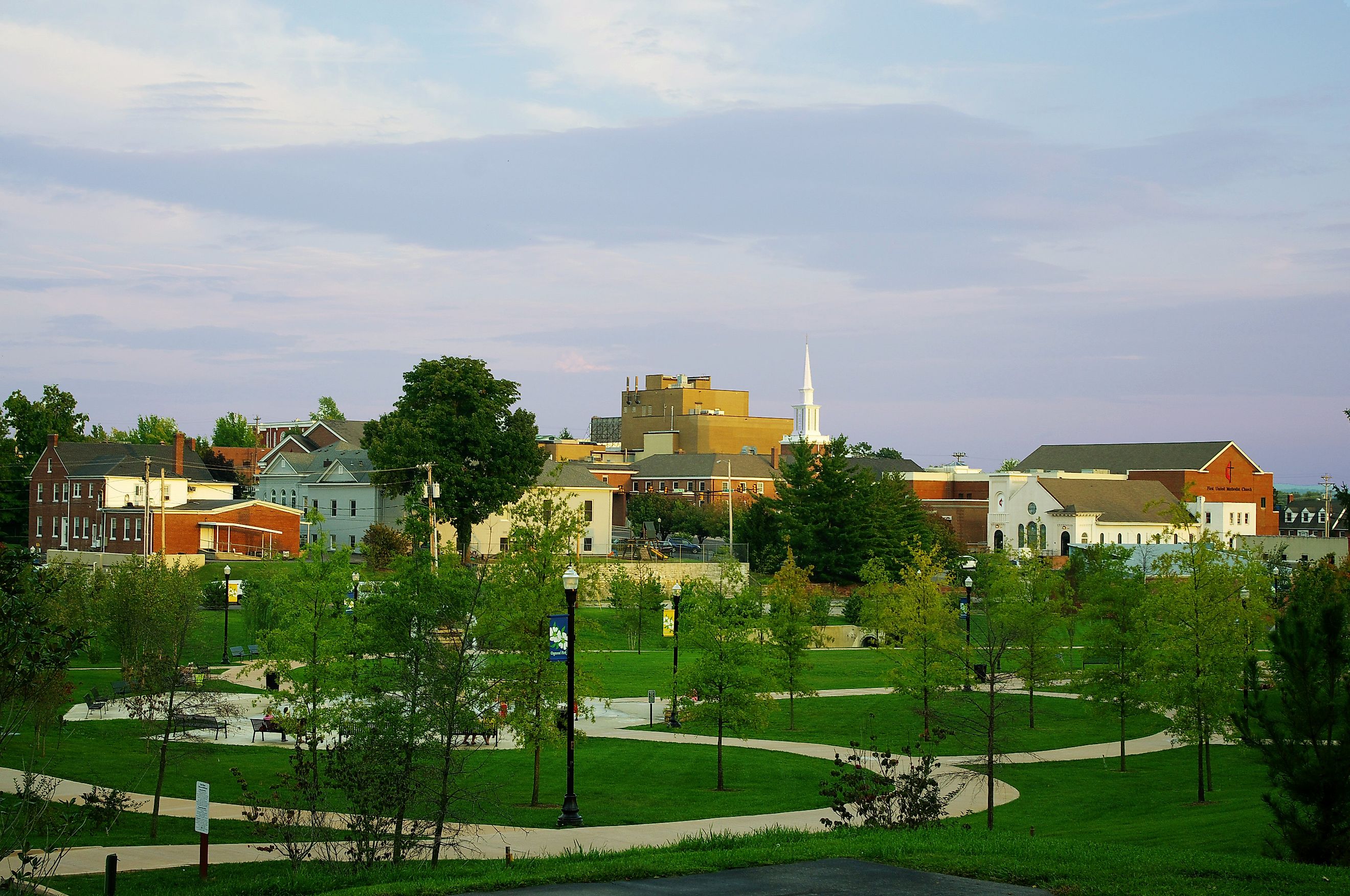 Downtown Cookeville, viewed from Dogwood Park, Tennessee. 
