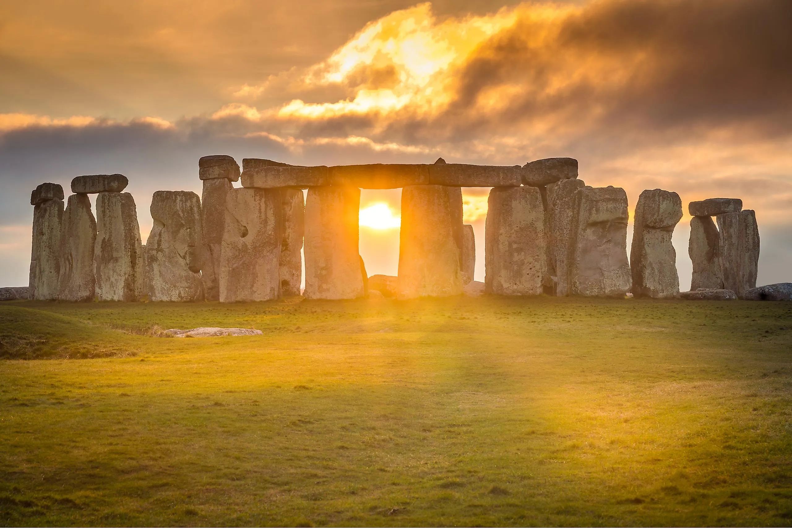 Stonehenge at sunset during winter solstice