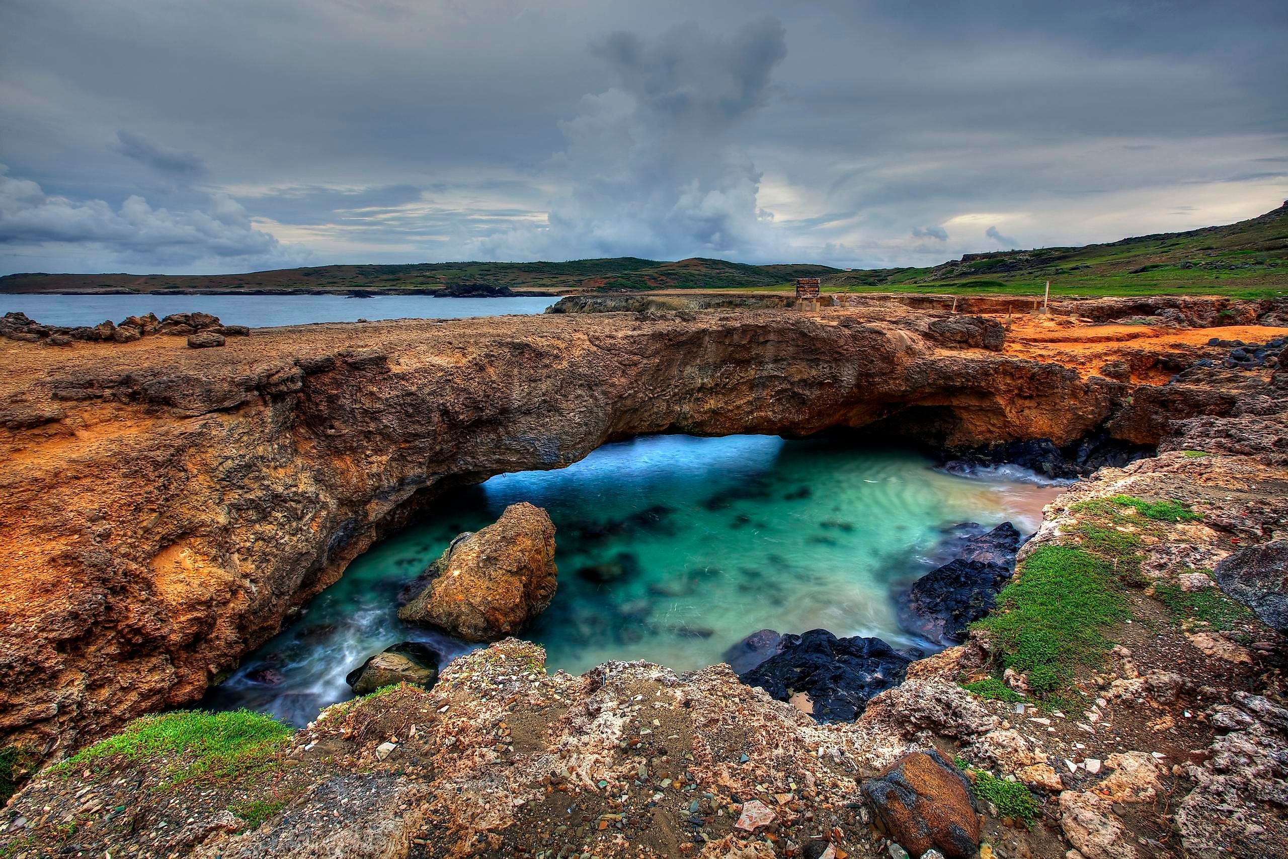 Aruba's natural bridge, made of limestone, was frequently photographed before its collapse in 2005.