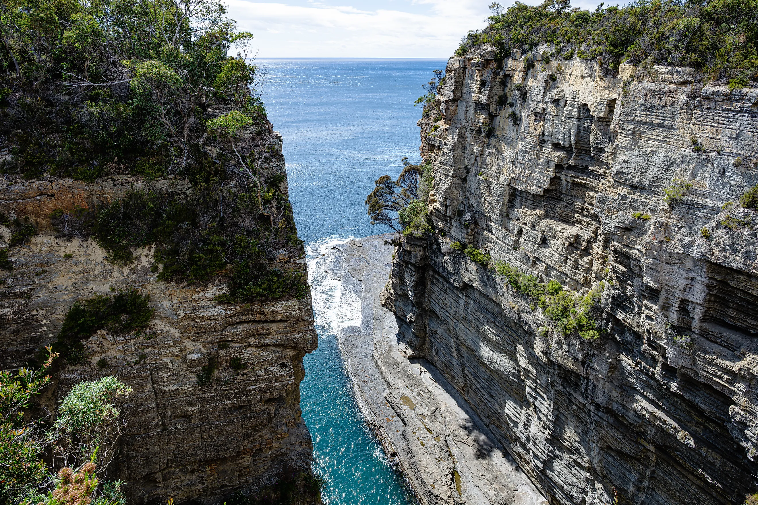 View of Devil's Kitchen from the Waterfall Bluff Track, Tasmania. 