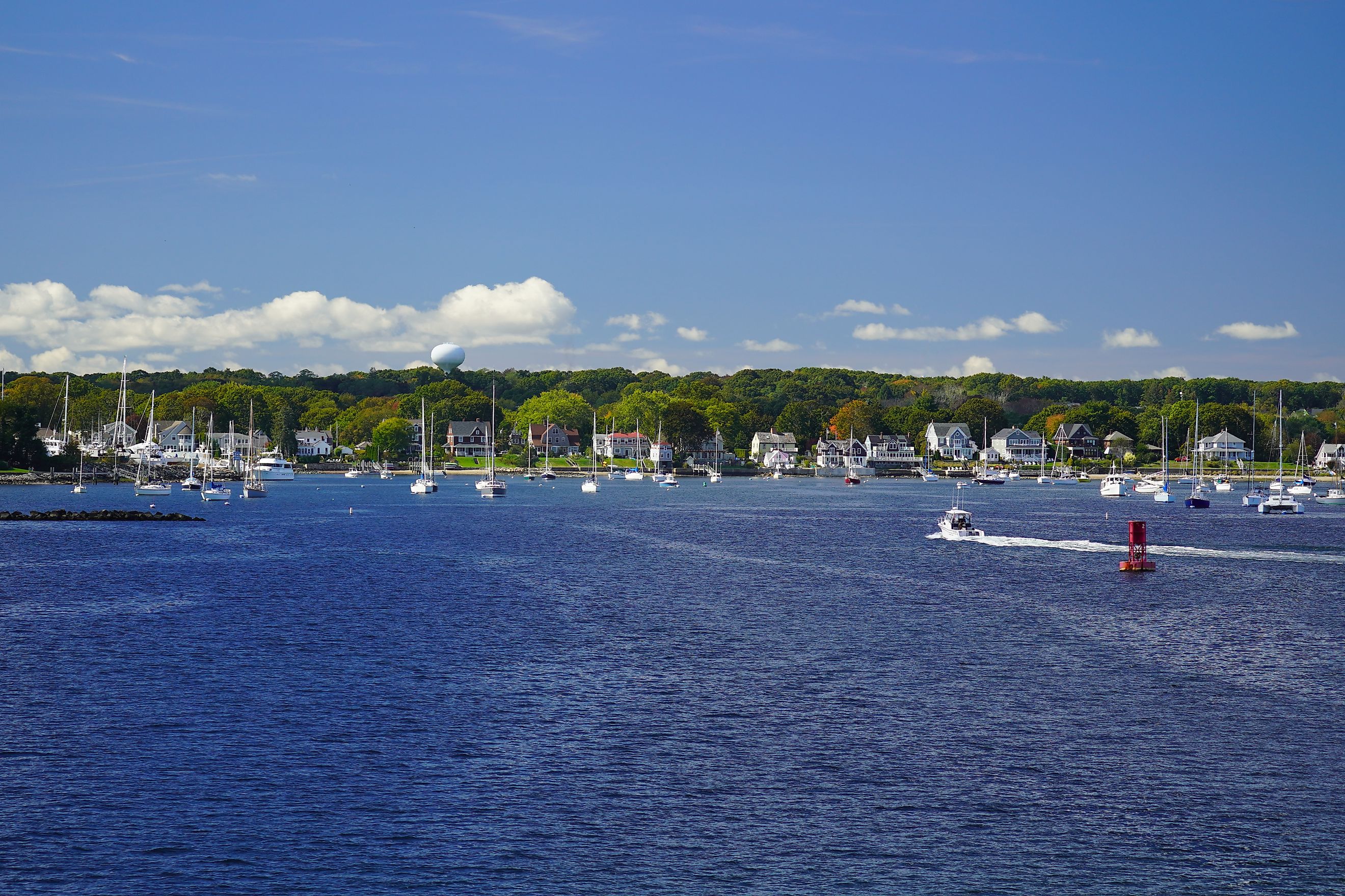 Entrance to Wickford Harbor in the Narragansett Bay.