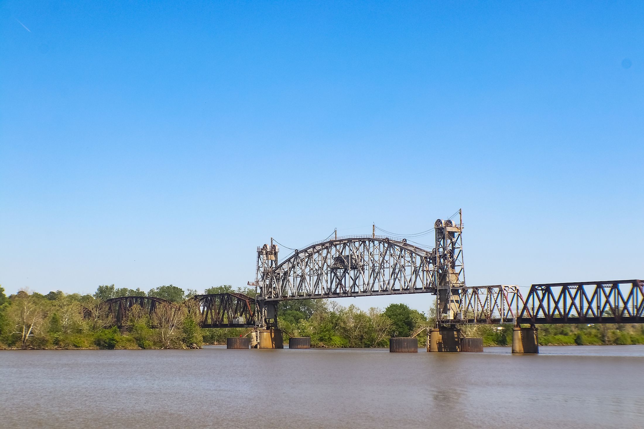 over the Arkansas River on the Arkansas & Missouri Railroad between Fort Smith and Van Buren in Van Buren Arkansas.