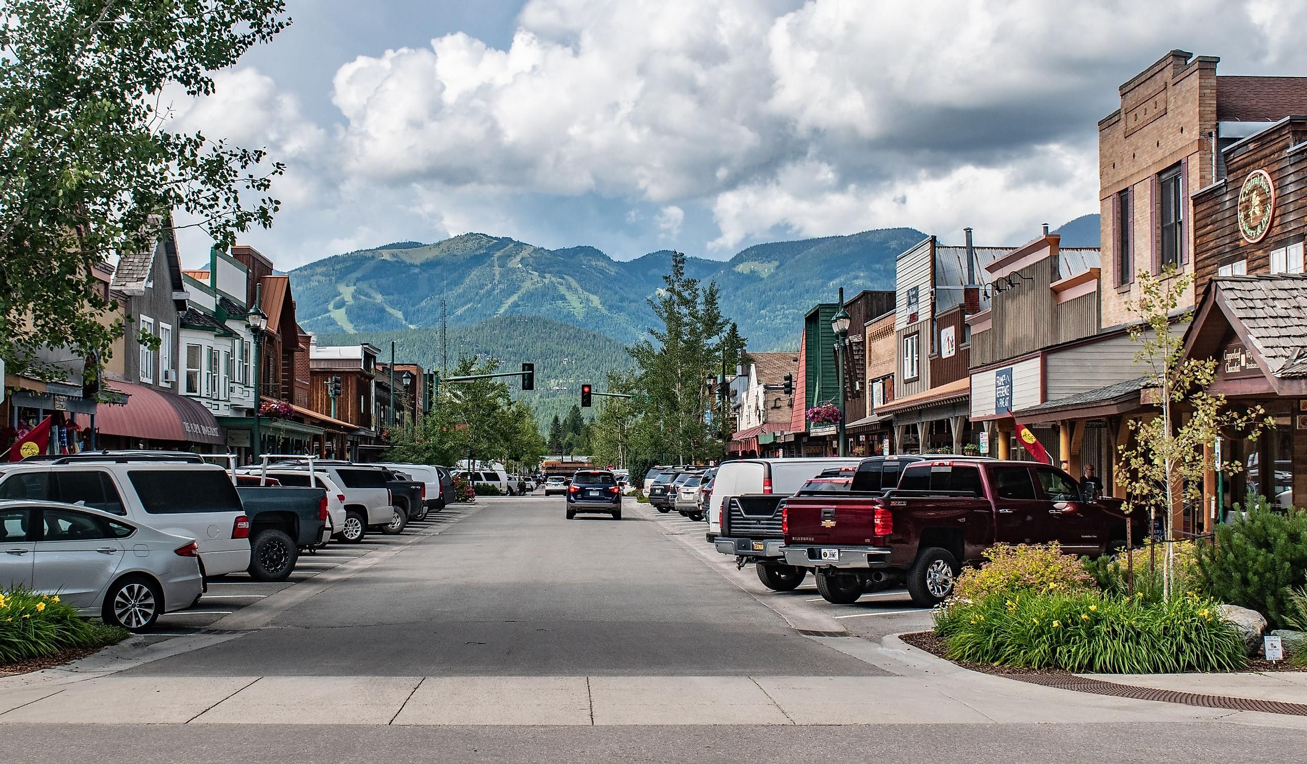 Main street in Whitefish still has a small town feel to it. Editorial credit: Beeldtype / Shutterstock.com