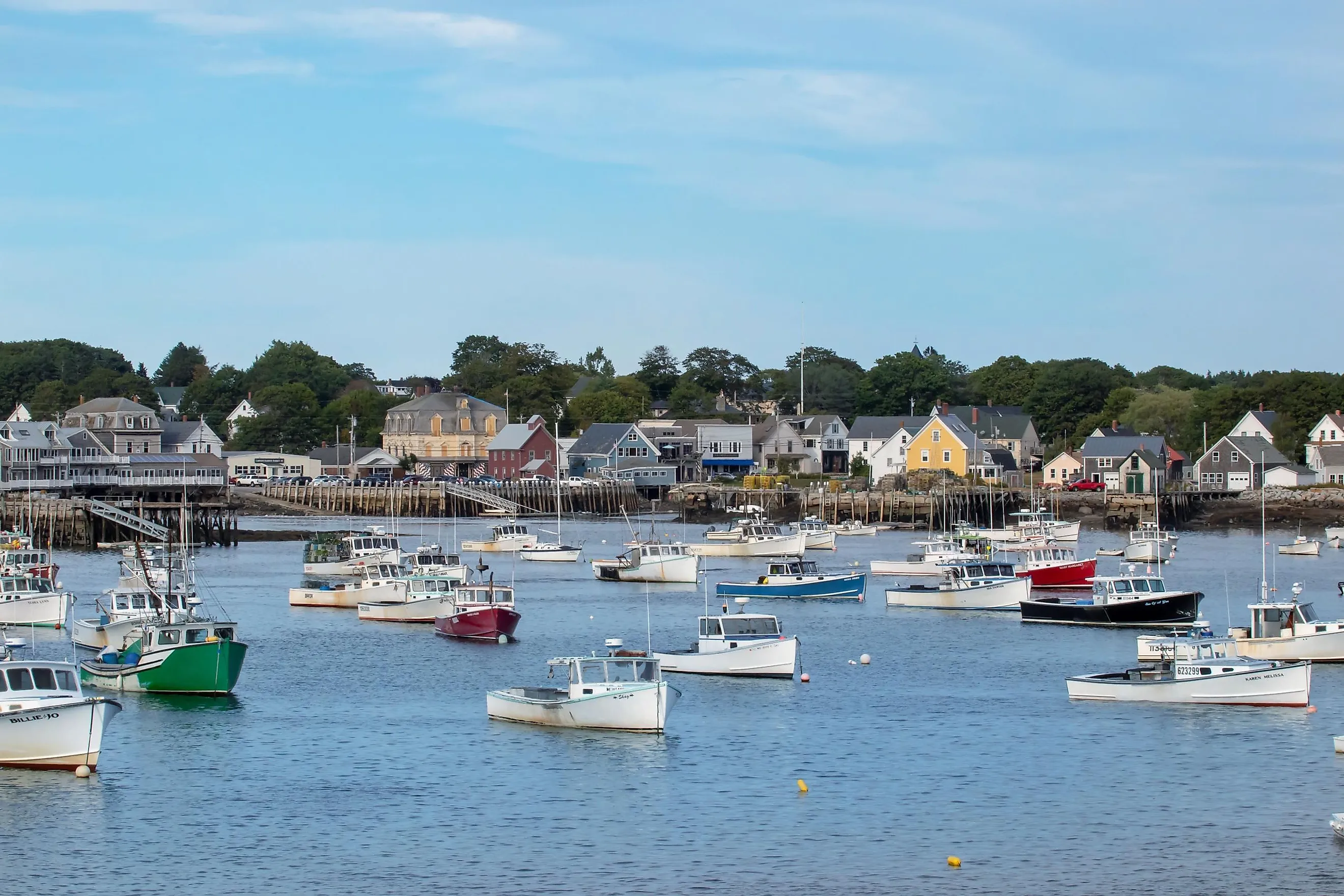 scenic view of beautiful Vinalhaven, ME harbor