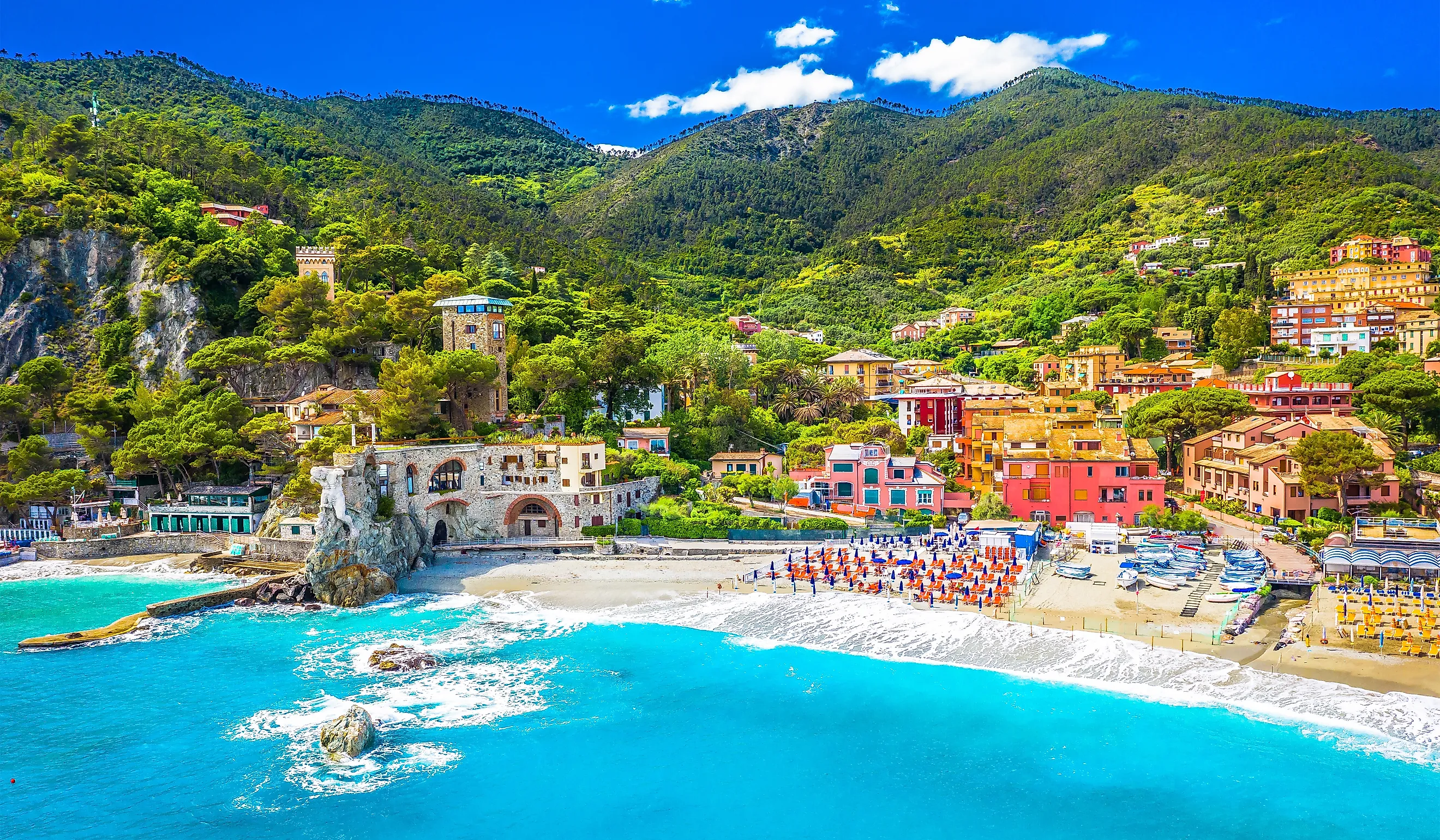 Scenic view of Monterosso al Mare, the famous village in Cinque Terre, Italy.
