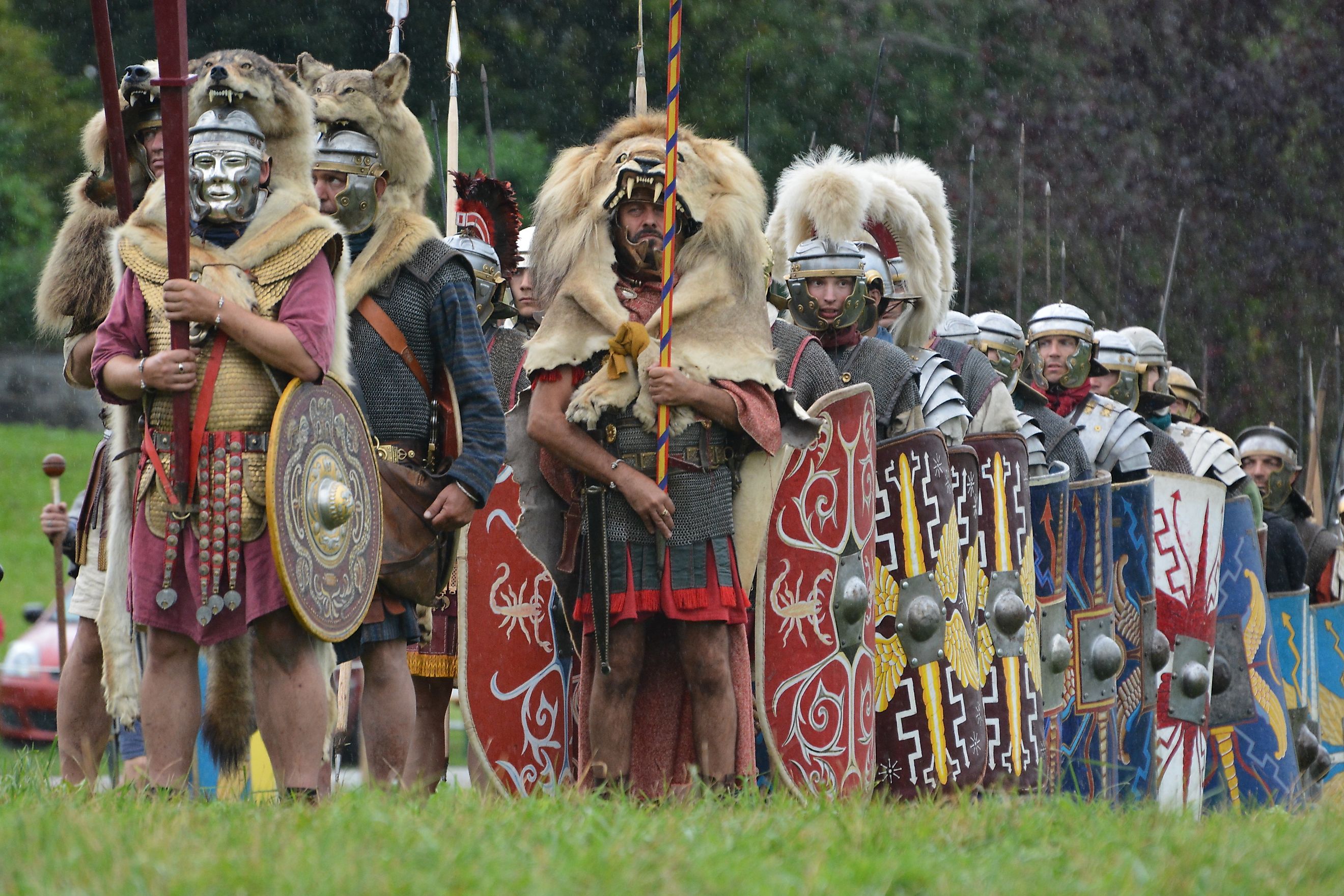 Roman legion display at the Roemerfest in the roman village of Augusta Ruarica located in Augst, Switzerland. Via Shutterstock / Franziska Guedel.