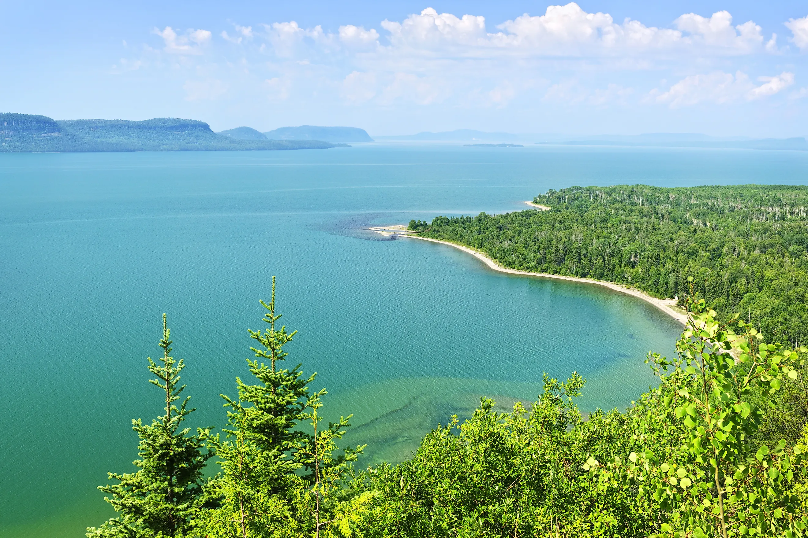 Lake Superior northern shore from above in Ontario, Canada