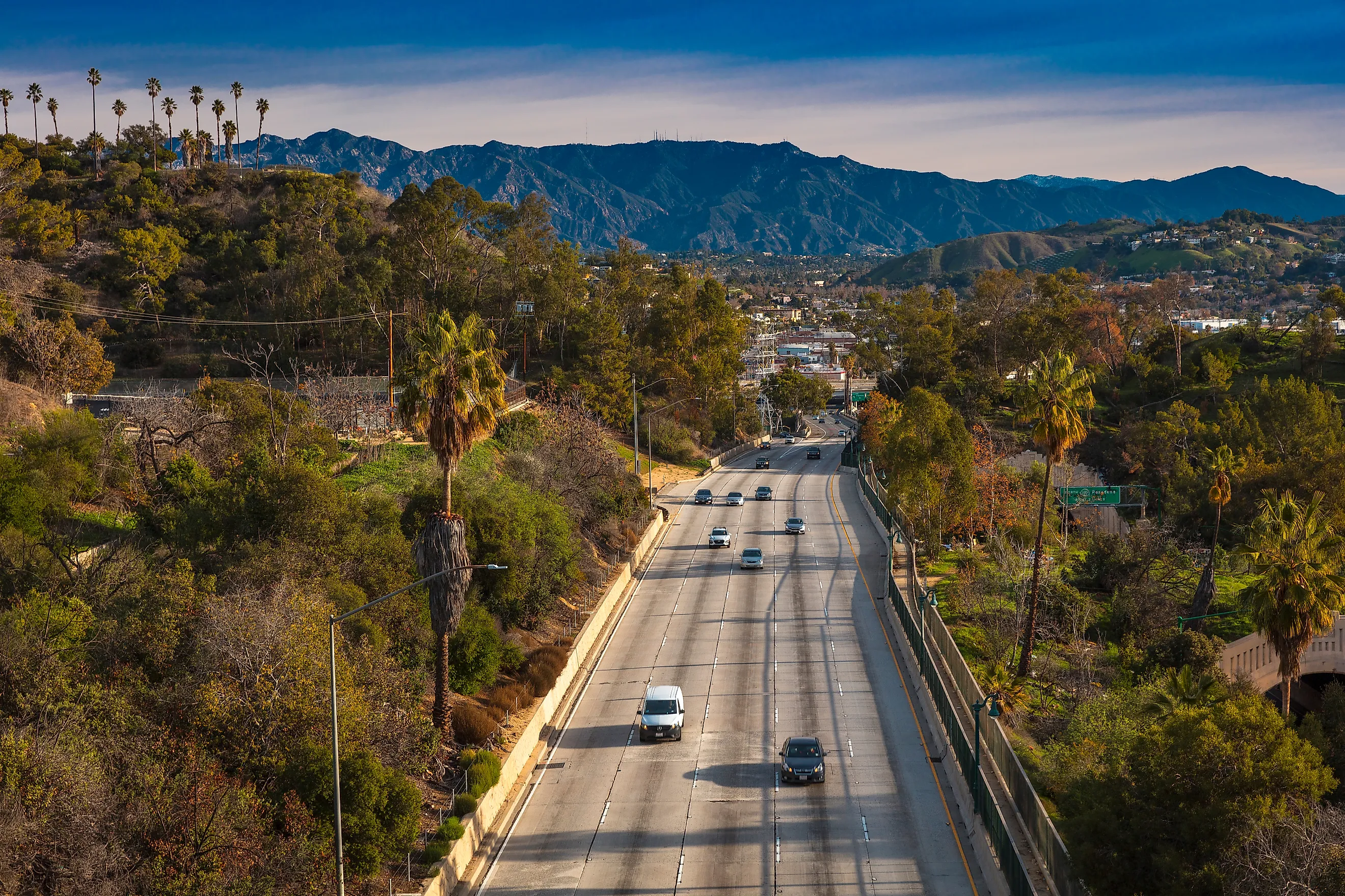 Pasadena Freeway (Arroyo Seco Parkway) CA 110 leads to downtown Los Angeles.