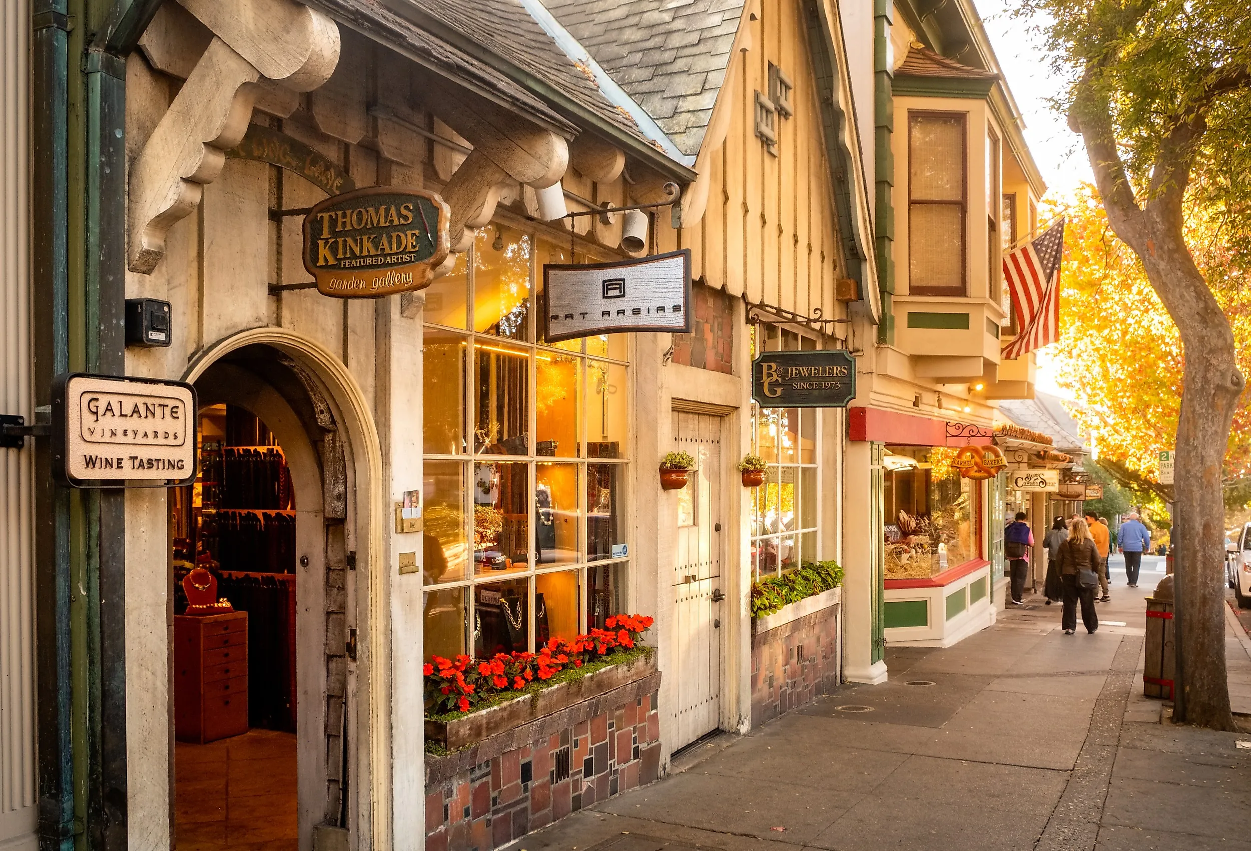 Sidewalk view in Carmel-by-the-Sea, California.