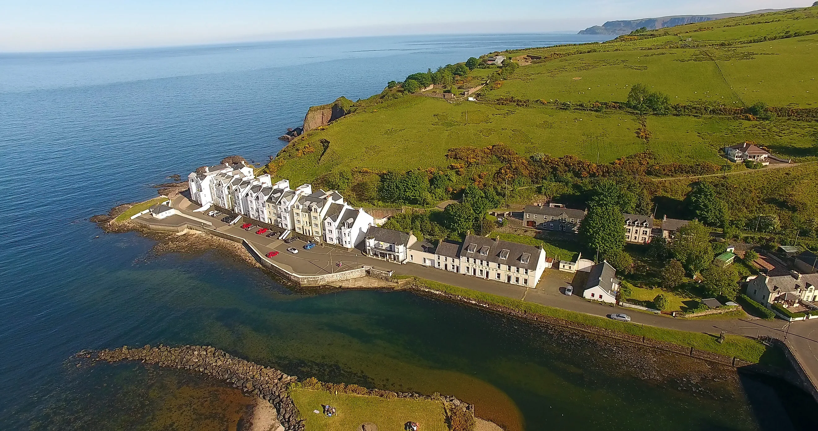 Aerial view of Cushendun, Antrim, Northern Ireland