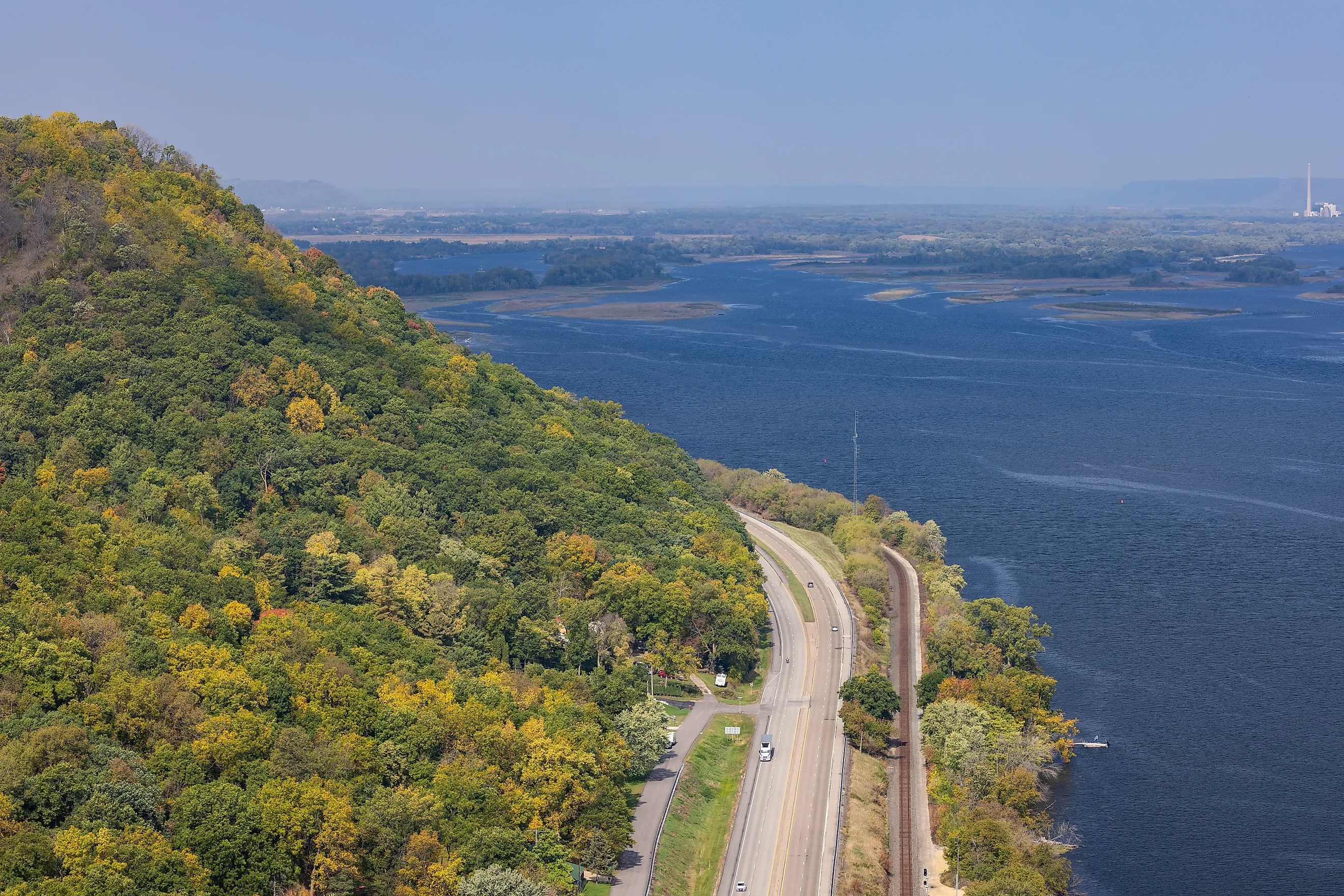 Autumn landscape along the Mississippi River.