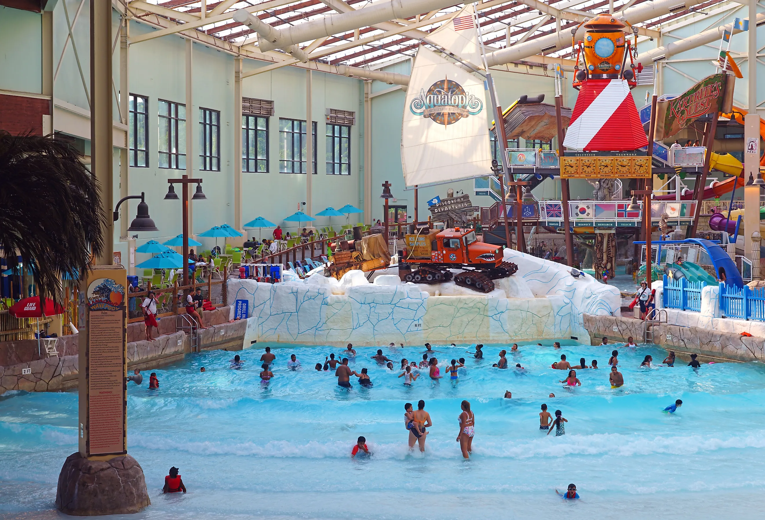 Indoor waterpark at Tannersville, Pennsylvania. Image credit EQRoy via Shutterstock