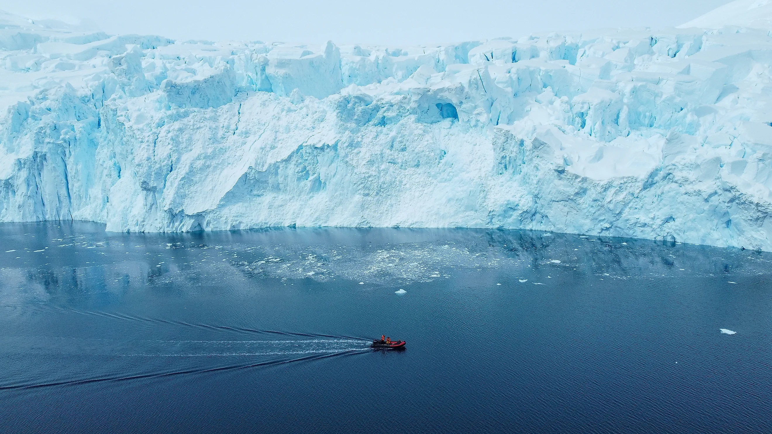Motorboat in the Southern Ocean.
