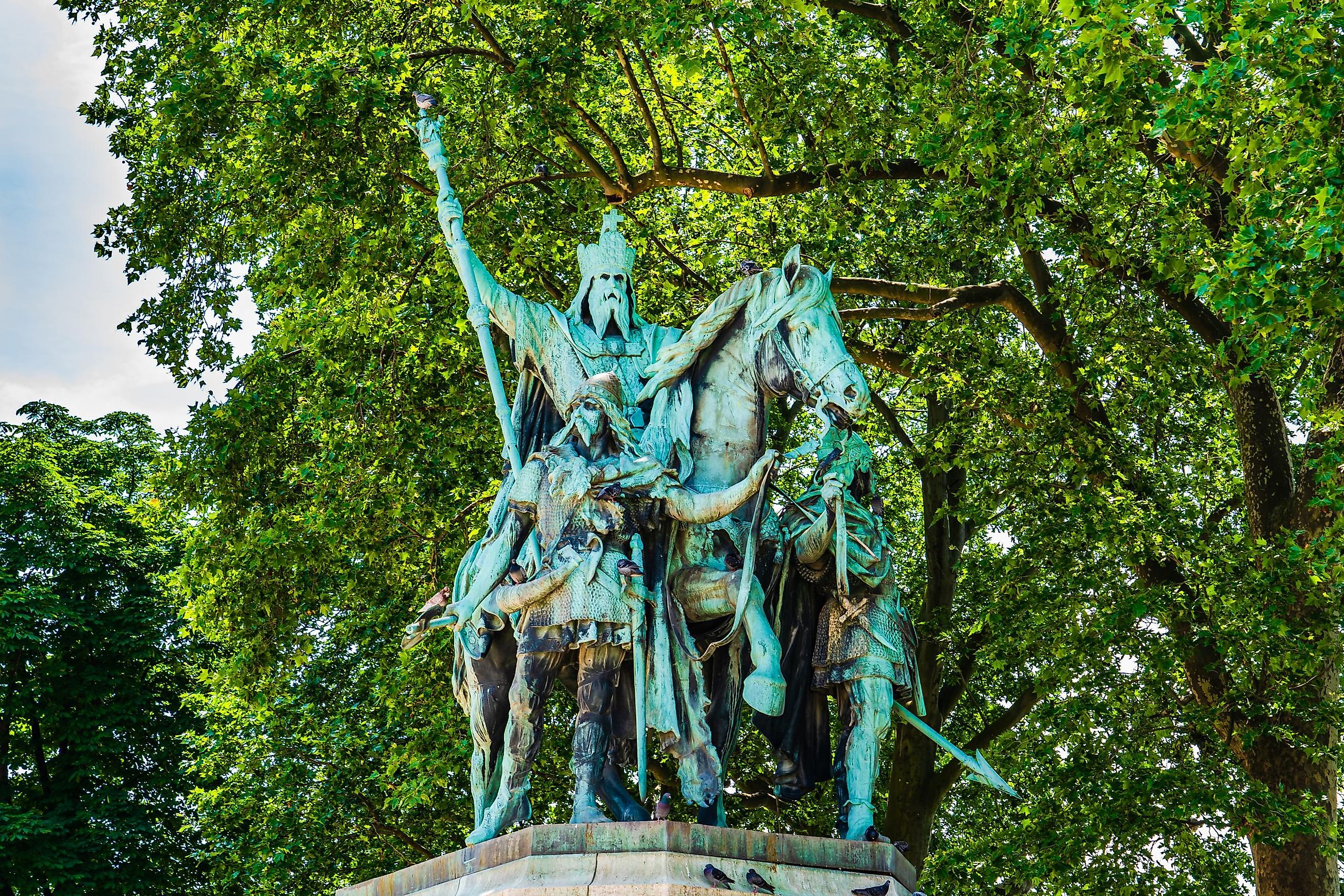 Statue of Charlemagne and his Paladins outside of Notre Dame Cathedral in Paris.