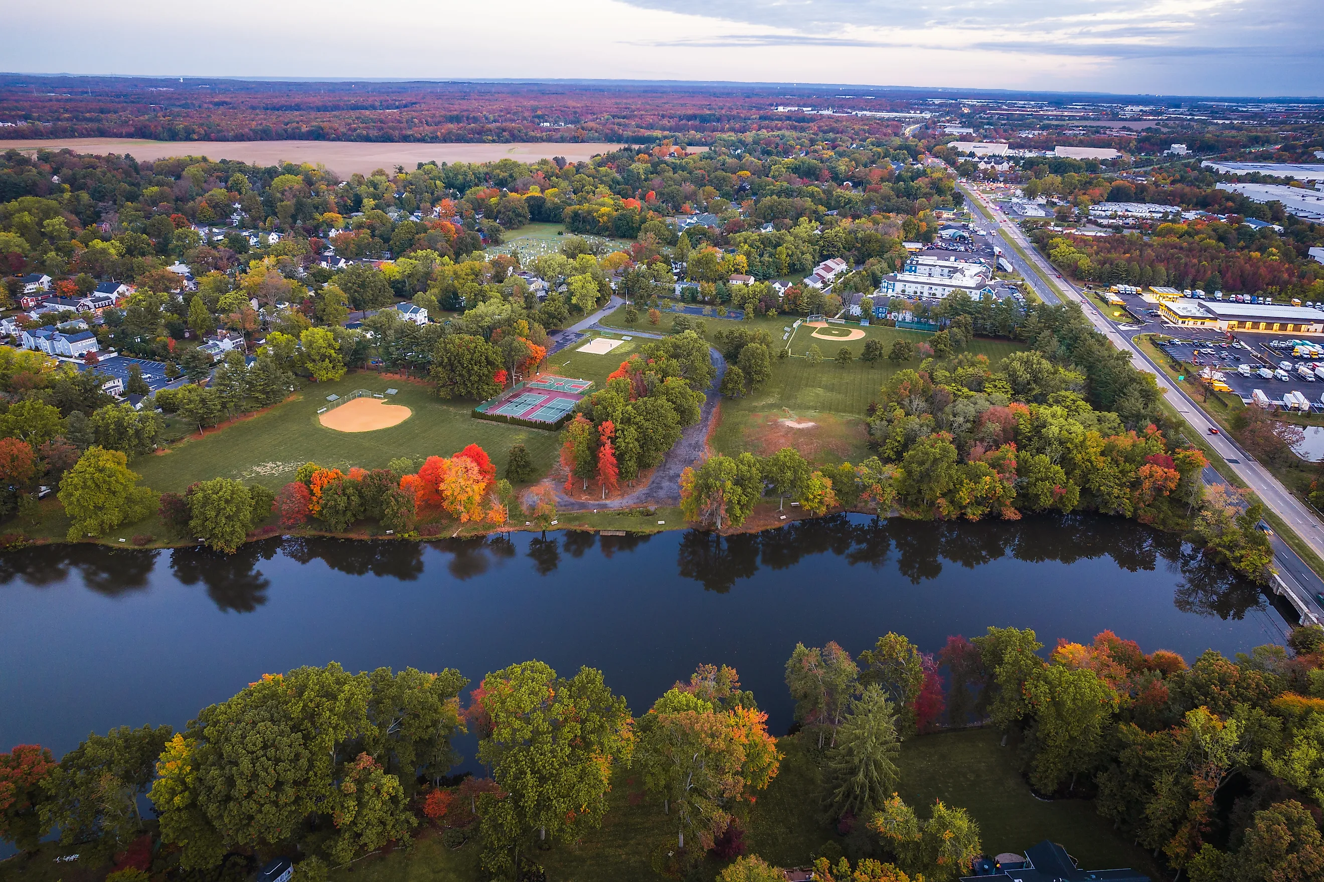 Aerial view of Cranbury, New Jersey.