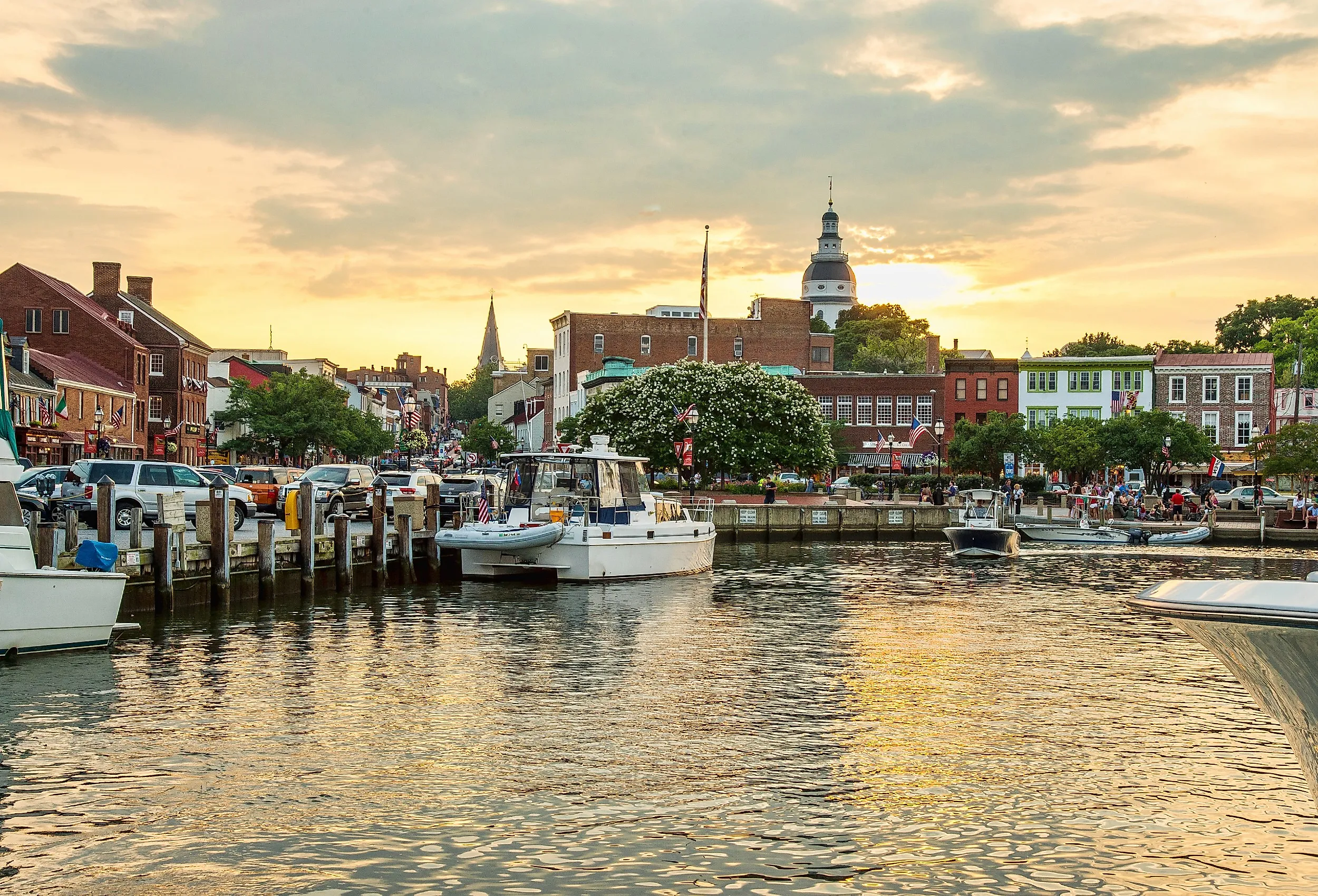 Annapolis, Maryland harbor, on a summer afternoon.