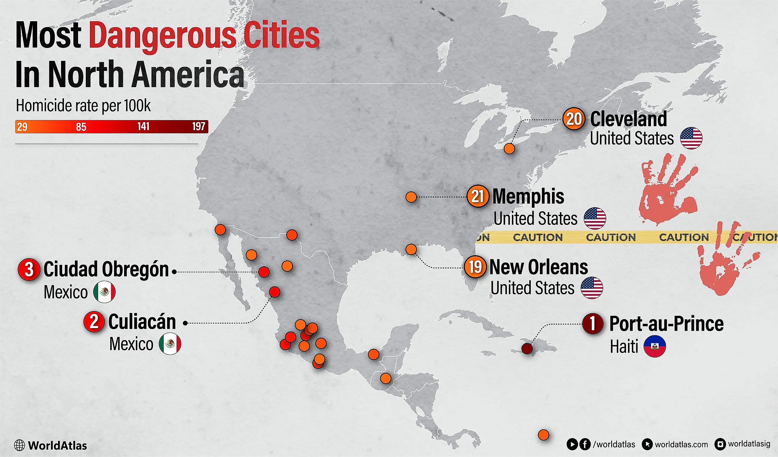 infographic of the most dangerous cities in the world
