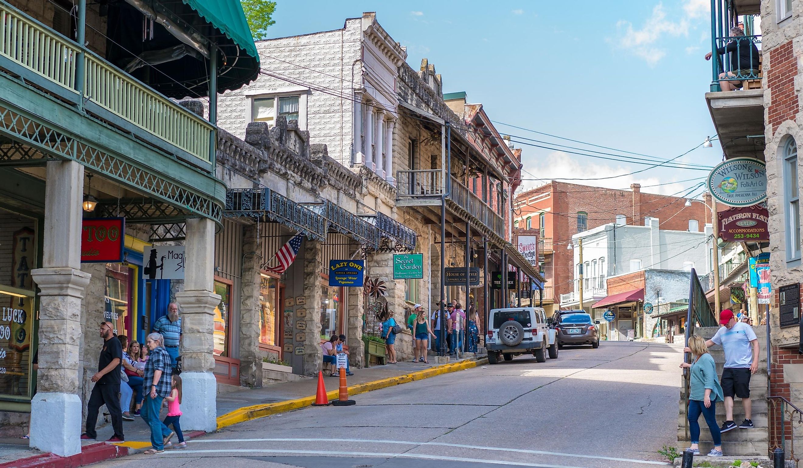 Beautiful street view downtown Eureka Springs. Editorial credit: shuttersv / Shutterstock.com