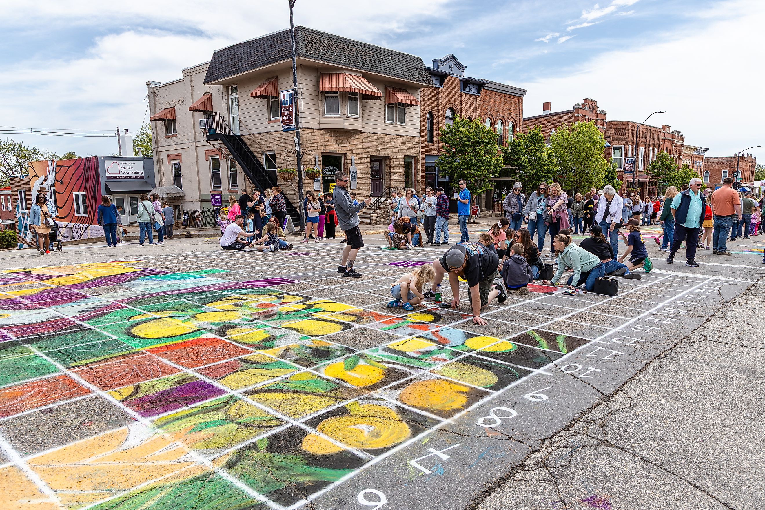 Chalk the Walk in Mount Vernon, Iowa. Image credit: Jessica Connery / Shutterstock