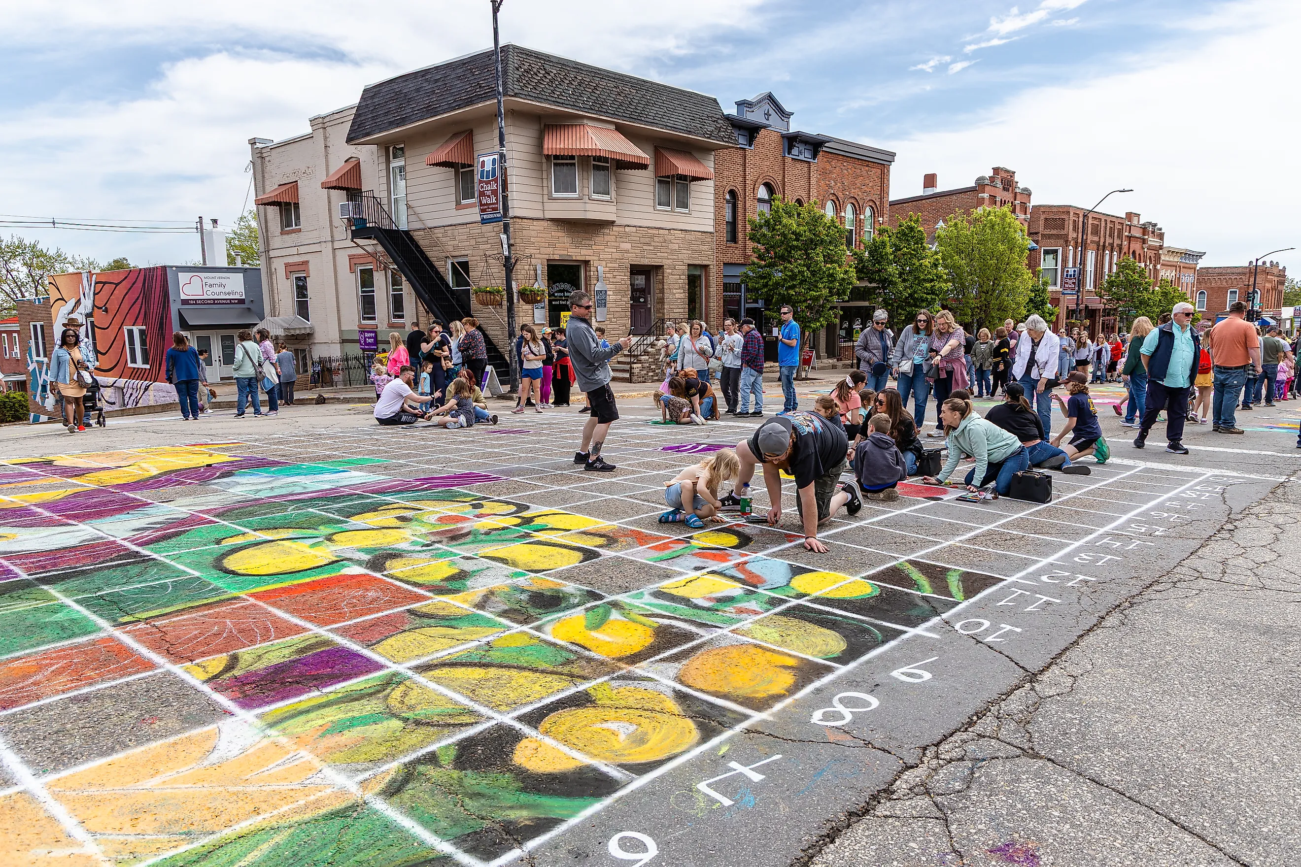 Chalk the Walk in Mount Vernon, Iowa. Image credit: Jessica Connery / Shutterstock