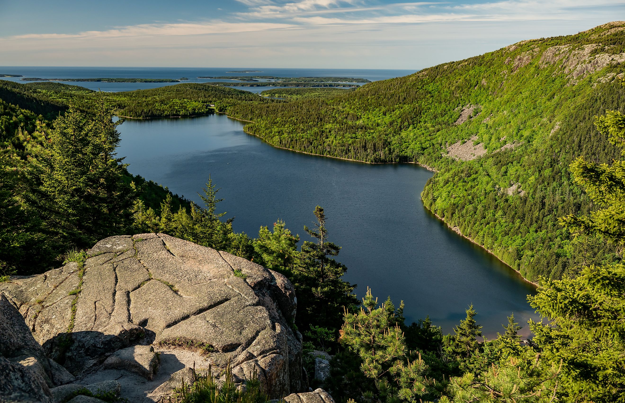 View of Eagle Lake in Early Summer in Acadia National Park. 